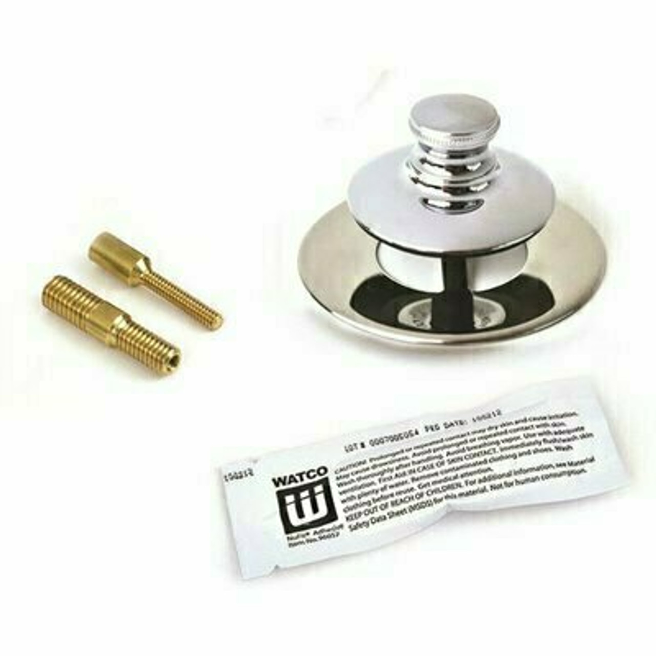 Watco 2.875 In. D X 1.50 In. H Universal Nufit Push Pull Tub Stopper - Stainless Steel Flange - Silicone, Two Pins In Chrome