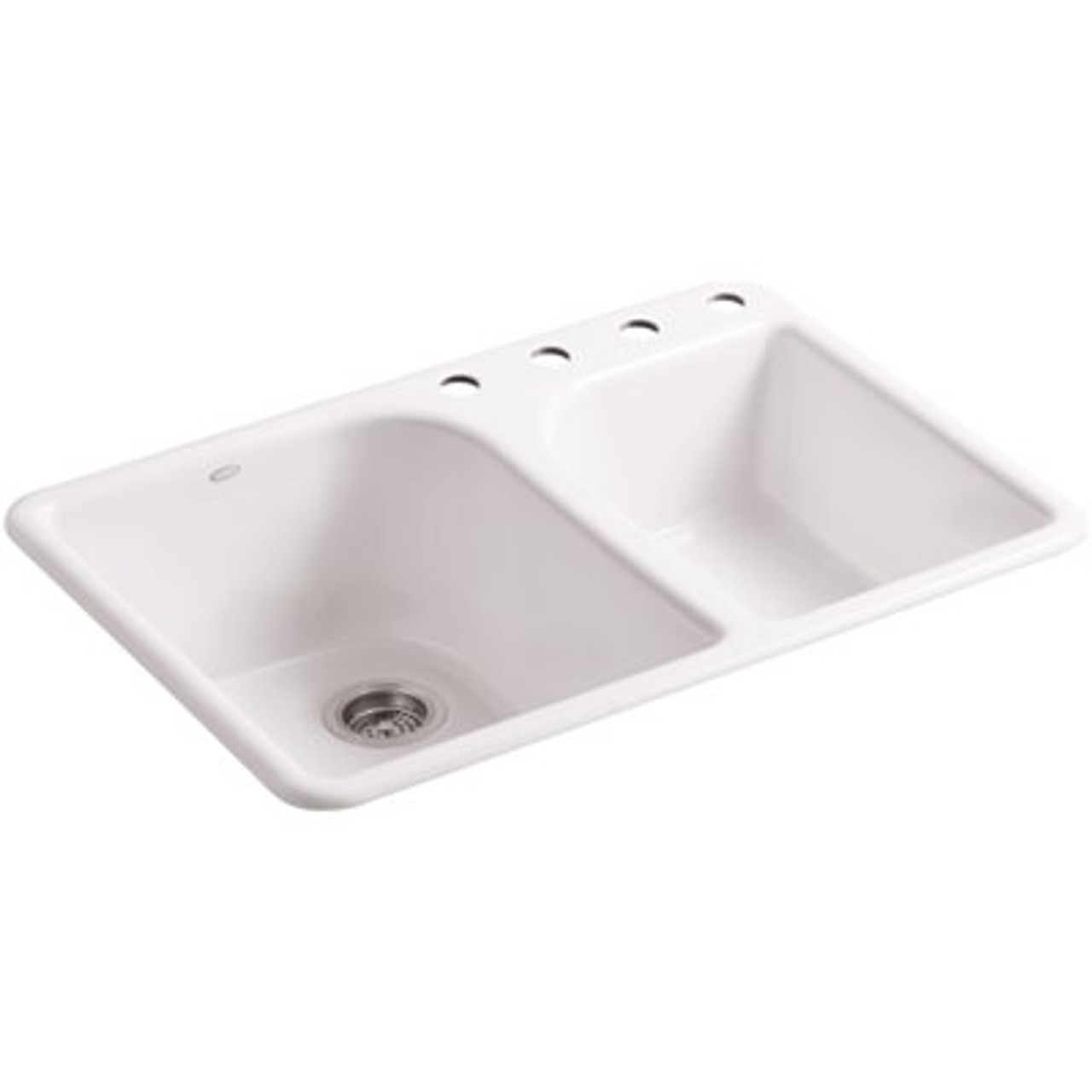 Kohler Executive Chef Drop-In Cast Iron 33 In. 4-Hole Double Bowl Kitchen Sink In White