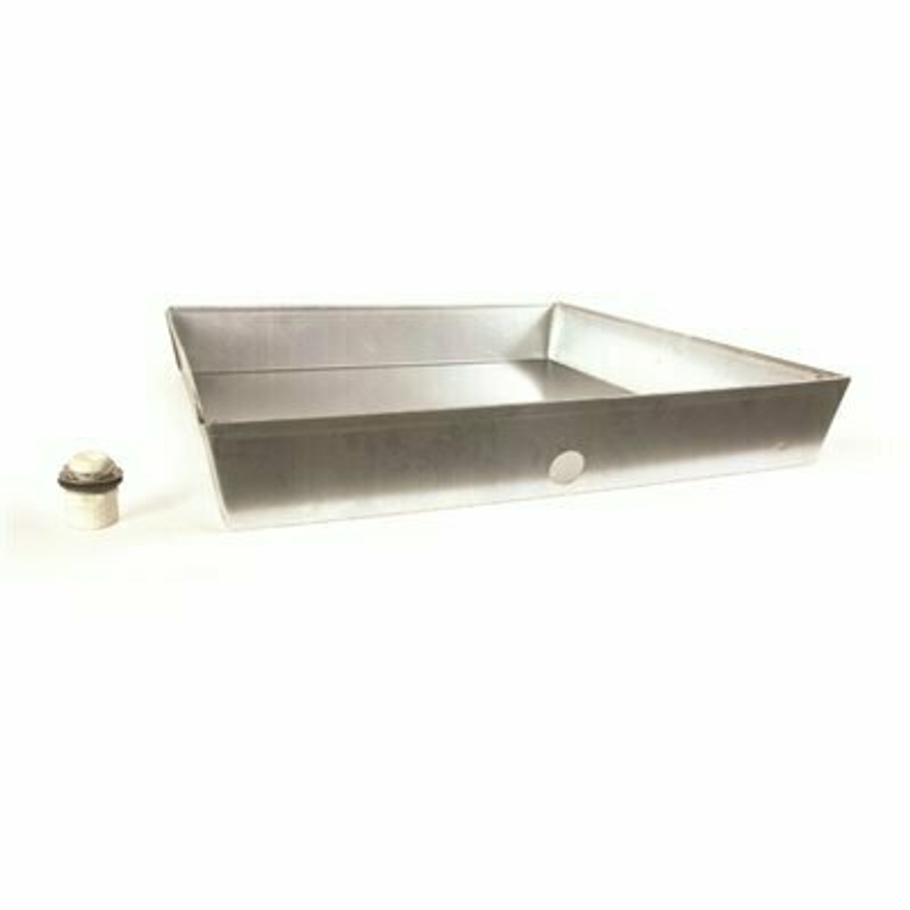 Camco|Camco 24 In. X 24 In. X 4 In. Galvinized Steel Water Heater Drain Pan With Pvc Fitting