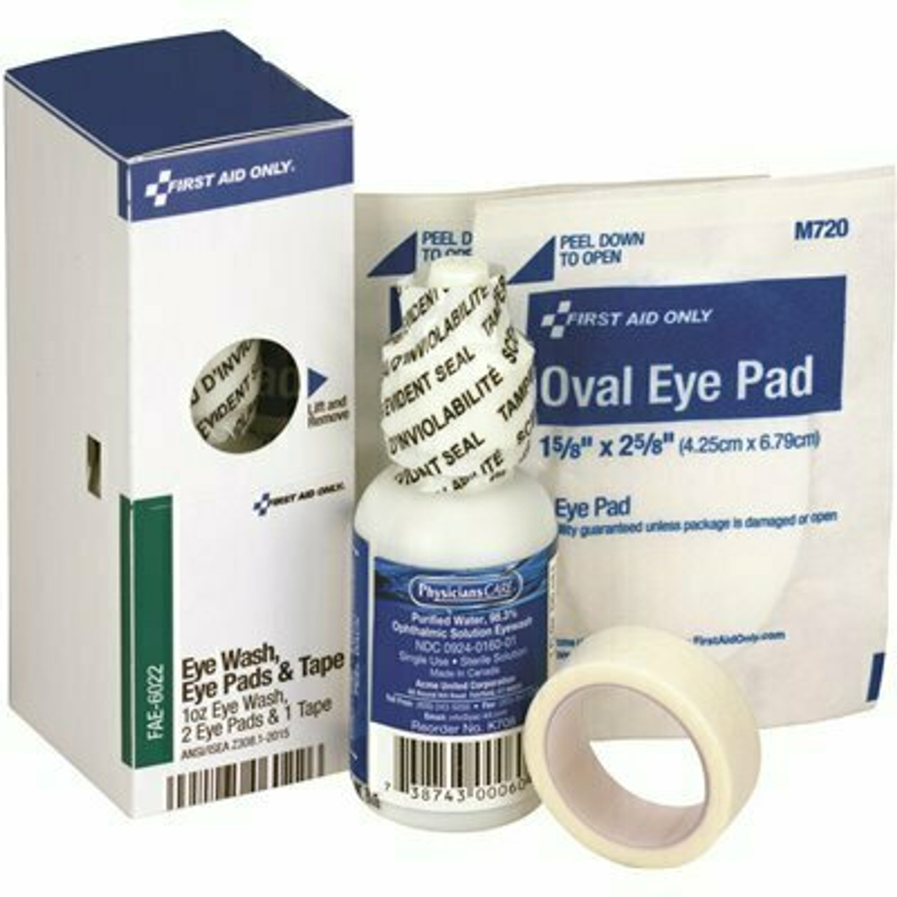 Smartcompliance 2 Sterile Eyepads, 1 Oz. Eyewash And 1/2 In. X 5 Yds. Tape Roll Refill