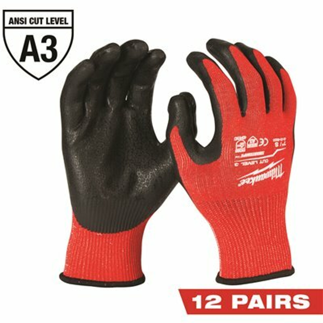 Milwaukee X-Large Red Nitrile Level 3 Cut Resistant Dipped Work Gloves (12-Pack)