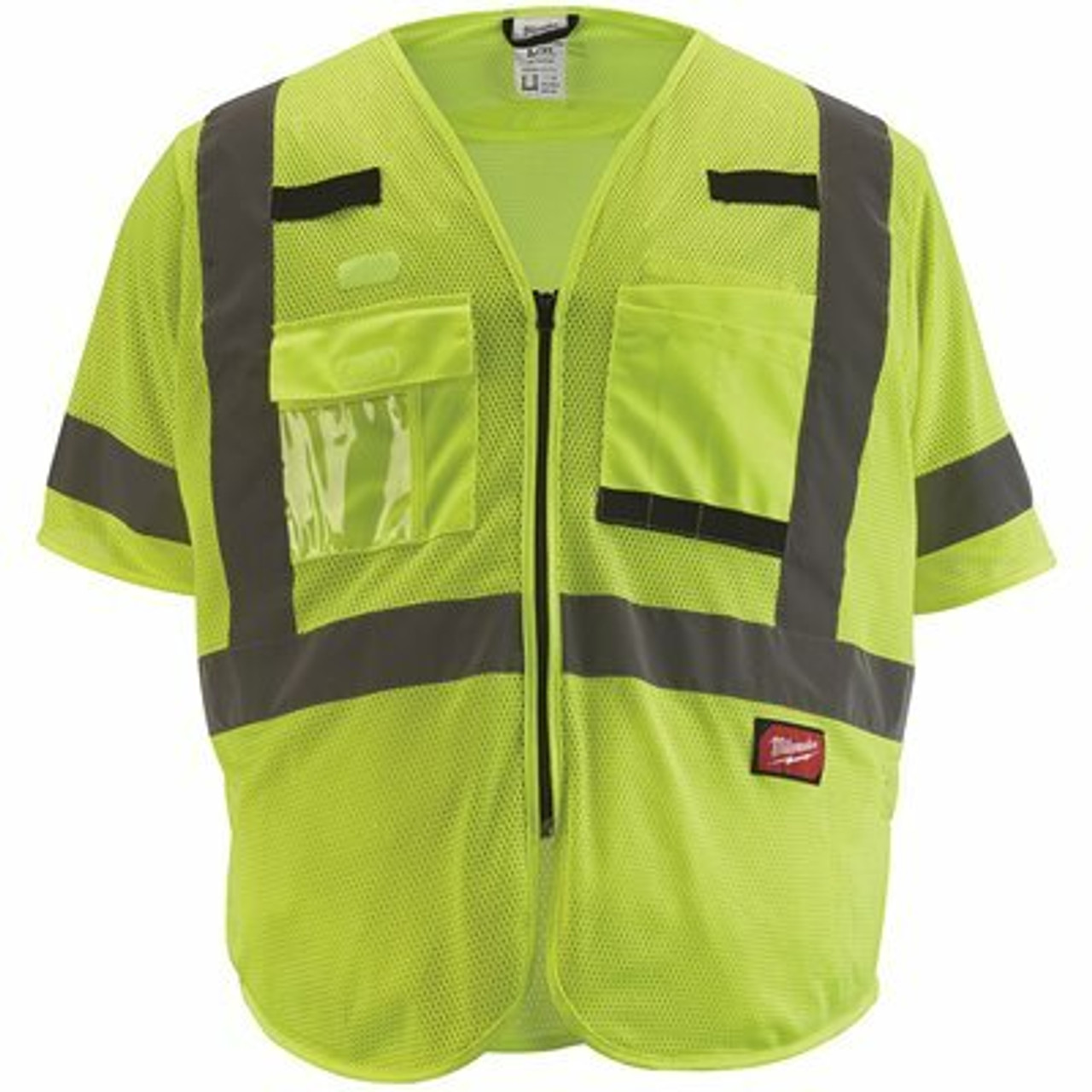 Milwaukee Large/X-Large Yellow Class 3 Mesh High Visibility Safety Vest With 9-Pockets And Sleeves