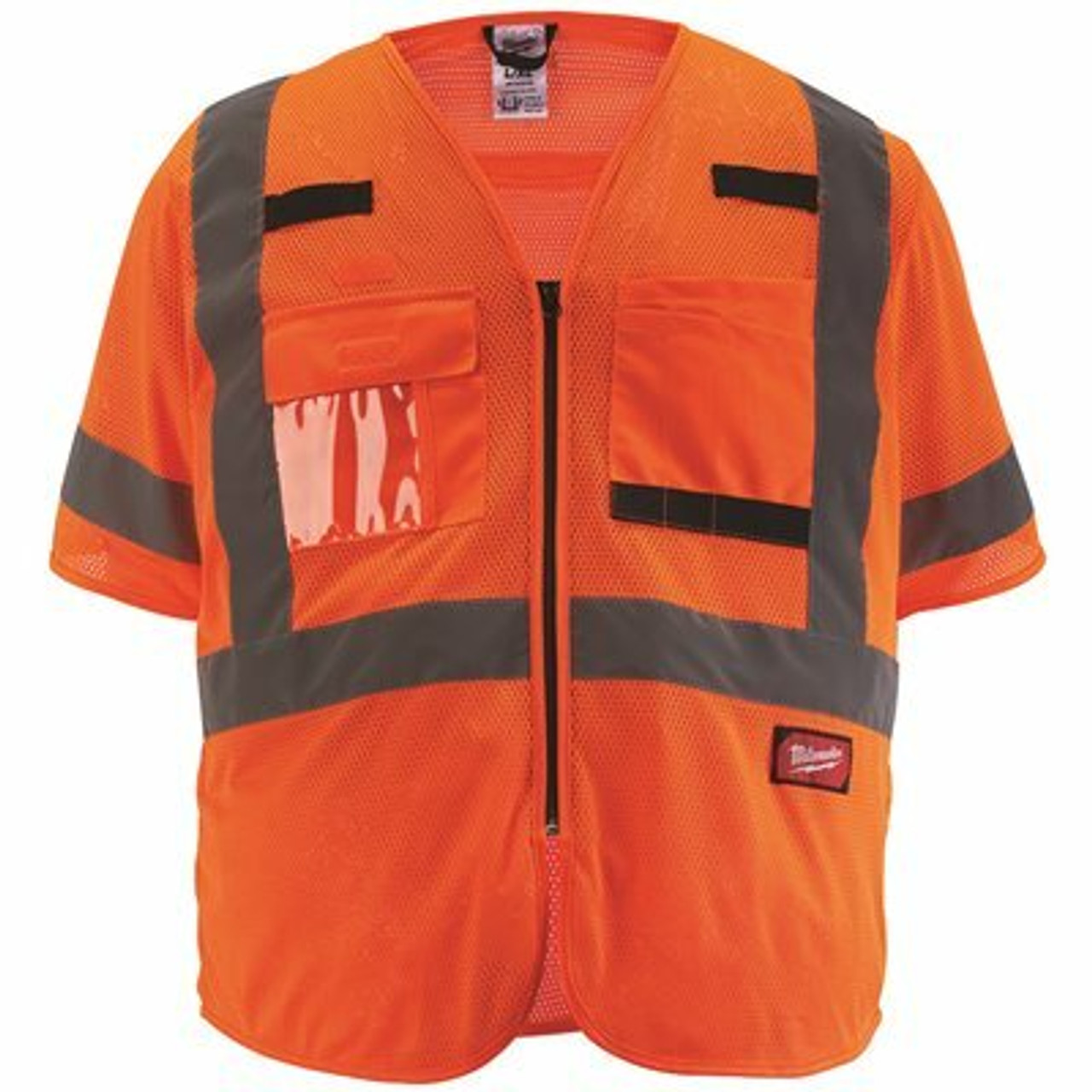 Milwaukee Small/Medium Orange Class 3 Mesh High Visibility Safety Vest With 9-Pockets And Sleeves