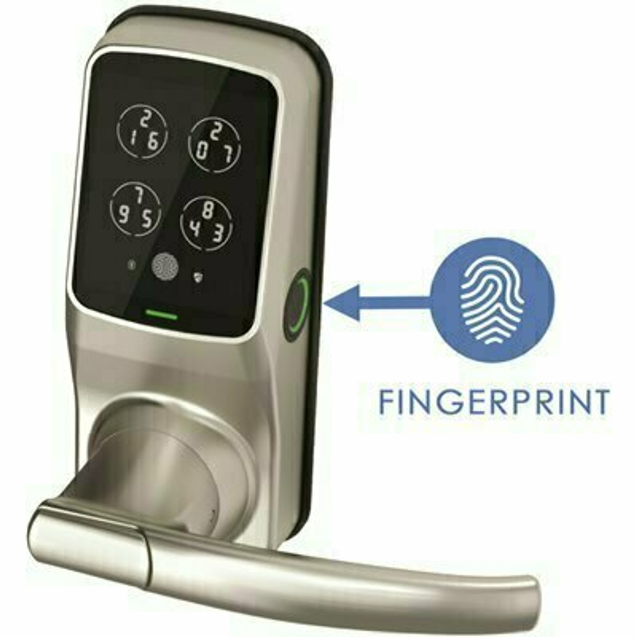 Lockly Secure Plus Satin Nickel Smart Touchscreen Keypad Door Latch Lock With Fingerprint And Bluetooth