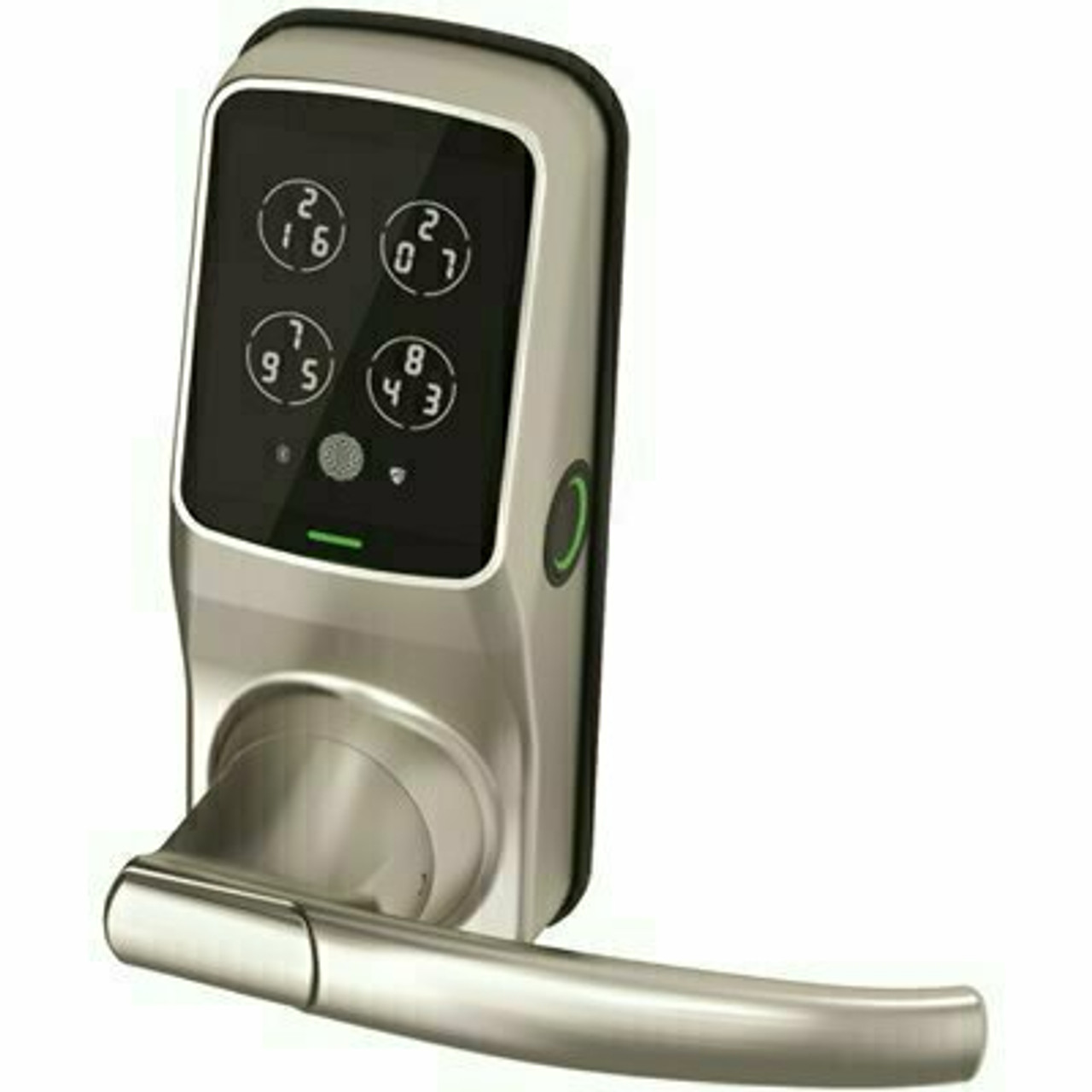 Lockly Secure Pro Satin Nickel Smart Lock Latch With 3D Fingerprint And Wi-Fi (Works With Alexa And Google Home)