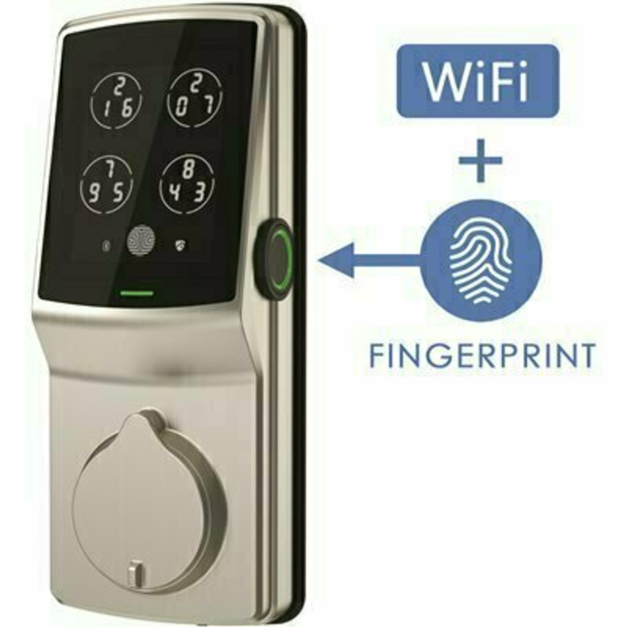 Lockly Secure Pro Satin Nickel Smart Lock Deadbolt With 3D Fingerprint And Wi-Fi (Works With Alexa And Google Home)