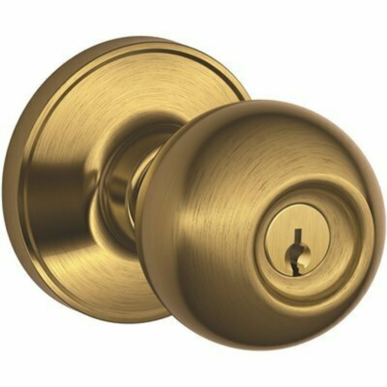 Schlage Orbit Series Brass Keyed Entry Door Handleset With Adjustable Knobs