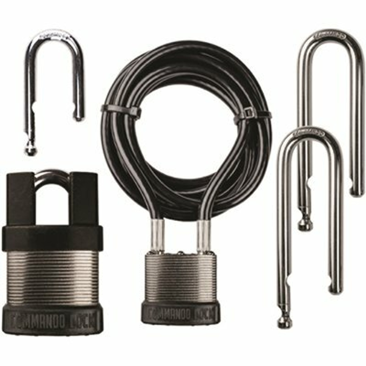 Commando Lock Ichange 4-In-1 System Steel Keyed Padlock Pro Kit With 2-Locks, 4-Shackles, Guard And 8 Ft. Cable