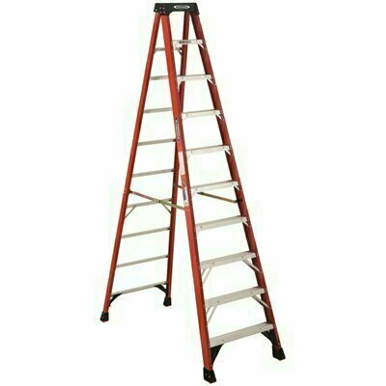 Werner 10 Ft. Fiberglass Step Ladder (14 Ft. Reach Height) 300 Lbs. Load Capacity Type Ia Duty Rating