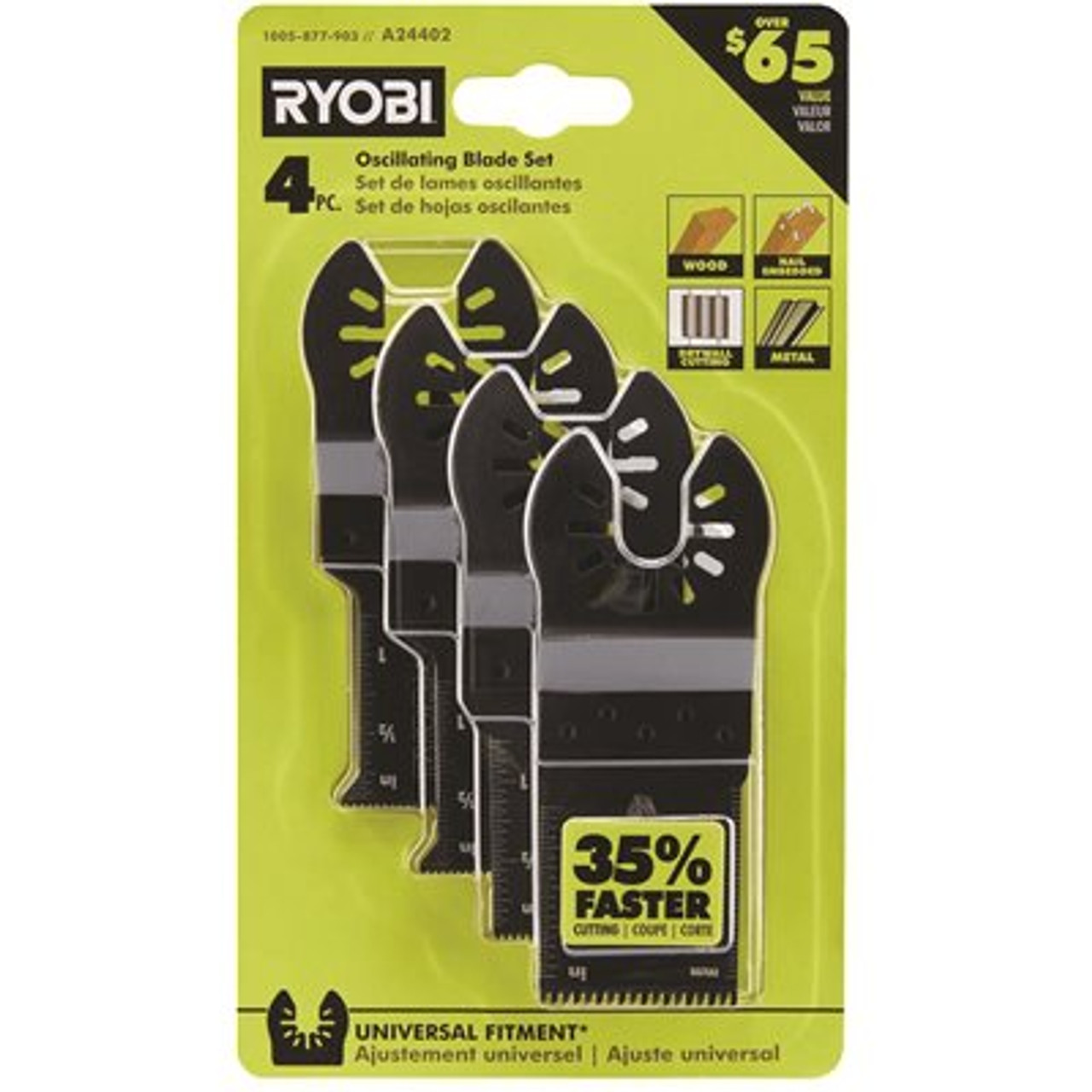 Ryobi 4-Piece Wood And Metal Oscillating Multi-Tool Blade Set