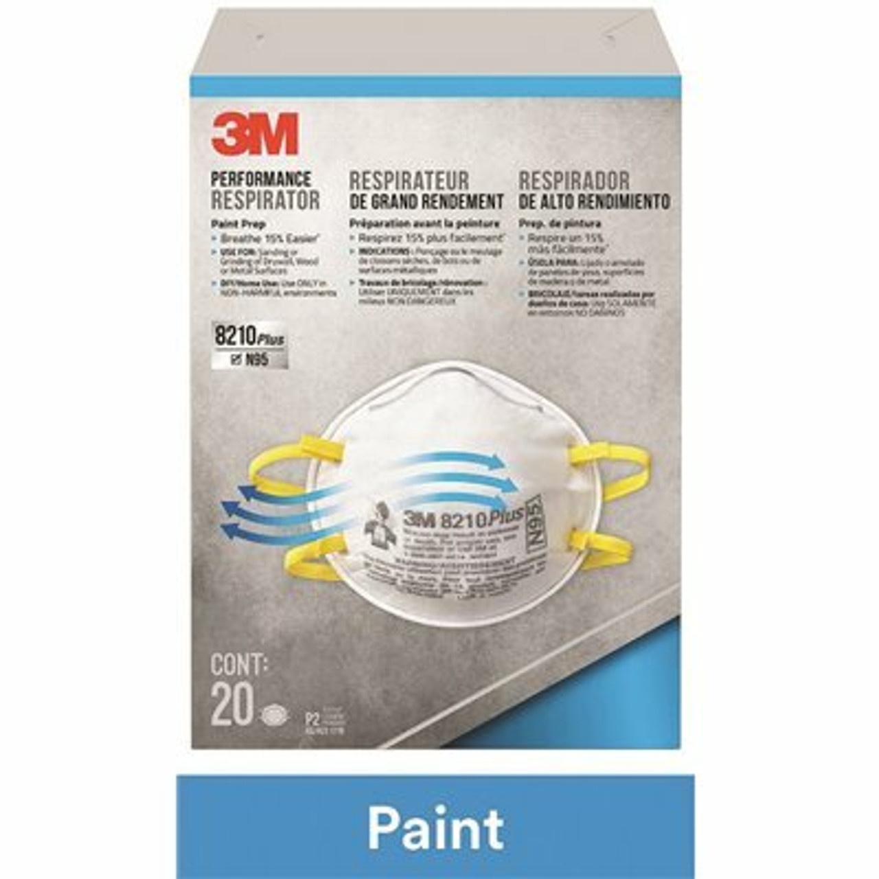 3M 8210 Plus N95 Performance Paint Prep Disposable Respirator (20-Pack)