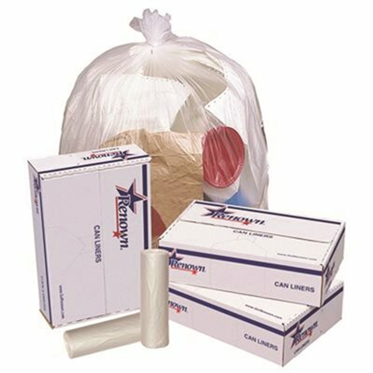 Renown 60 Gal. 38 in. x 58 in. 1.3 mil Clear Trash Can Liners (100 per Case)