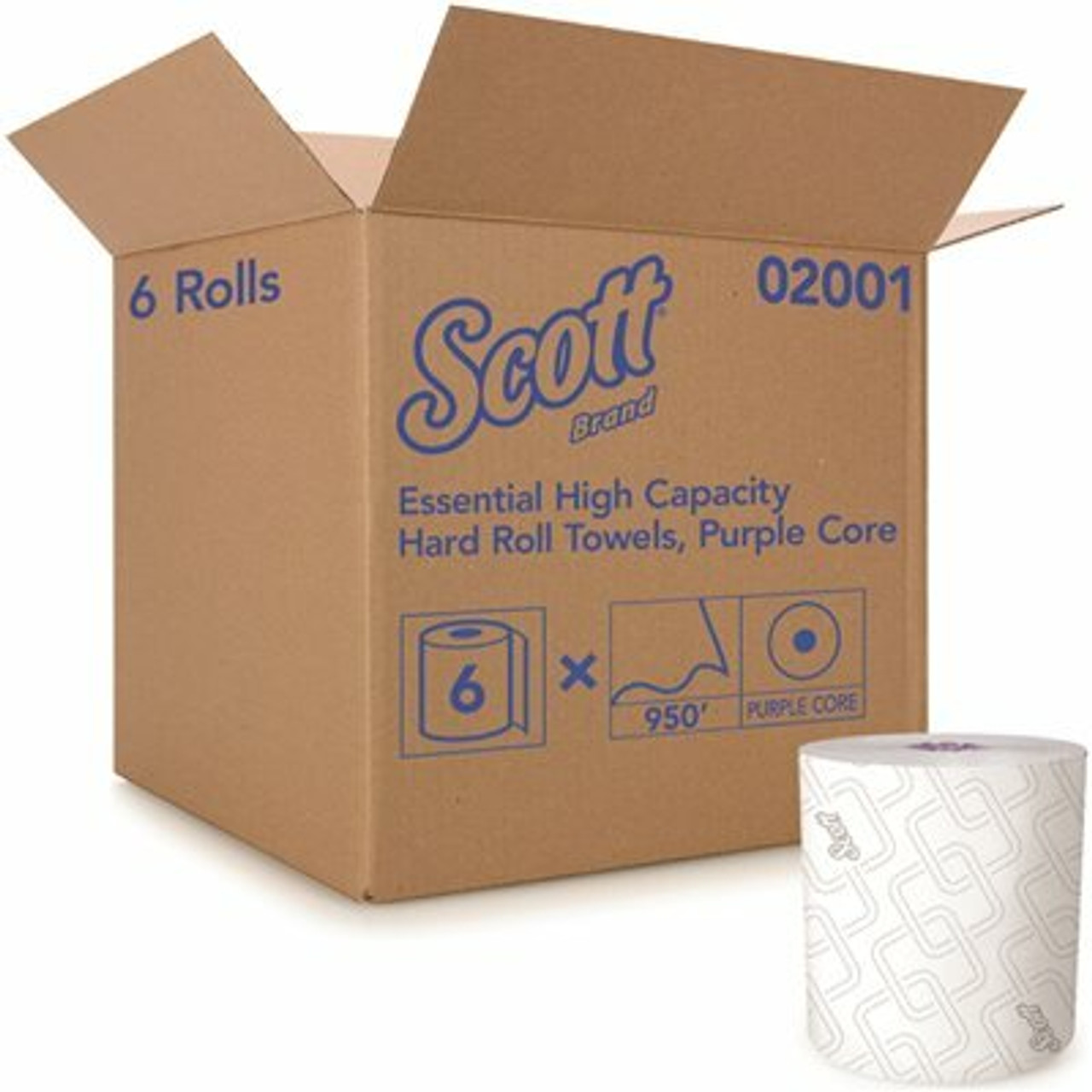 Scott White Fast Change, Unperforated Essential Hard Roll Paper Towels (950/Roll, 6-Rolls/Case, 5,700/Case)