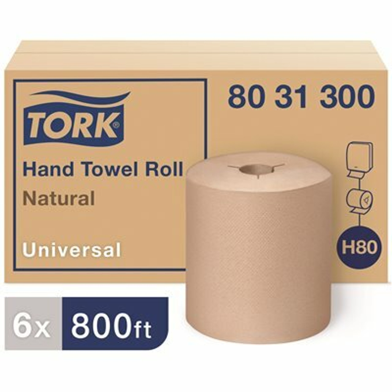 TORK Natural 8 in. Controlled Hardwound Paper Towels (800 ft./Roll, 6-Rolls/Case)