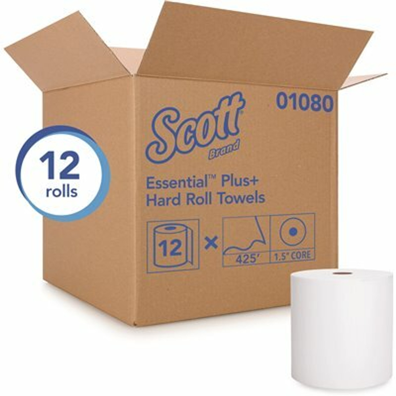 Scott White Hard Roll Paper Towels with Premium Absorbency Pockets (12-Rolls/Case, 5,100 ft.)