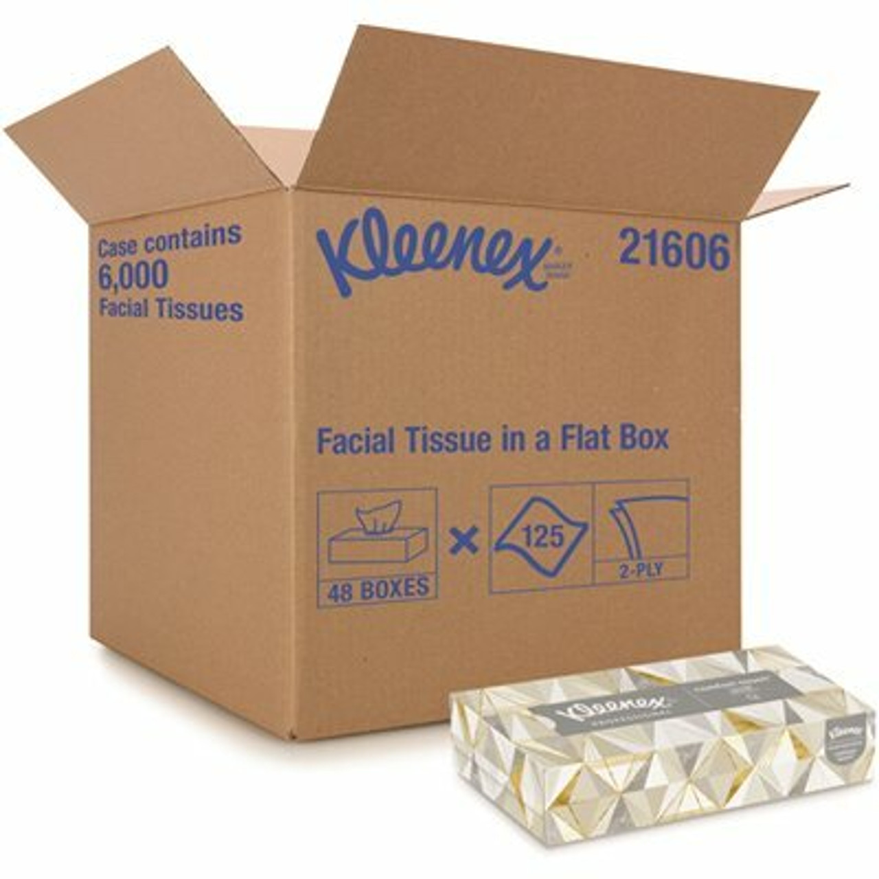 Kleenex Facial Flat Tissue Boxes (48-Boxes/Case, 125 Tissues/Box)