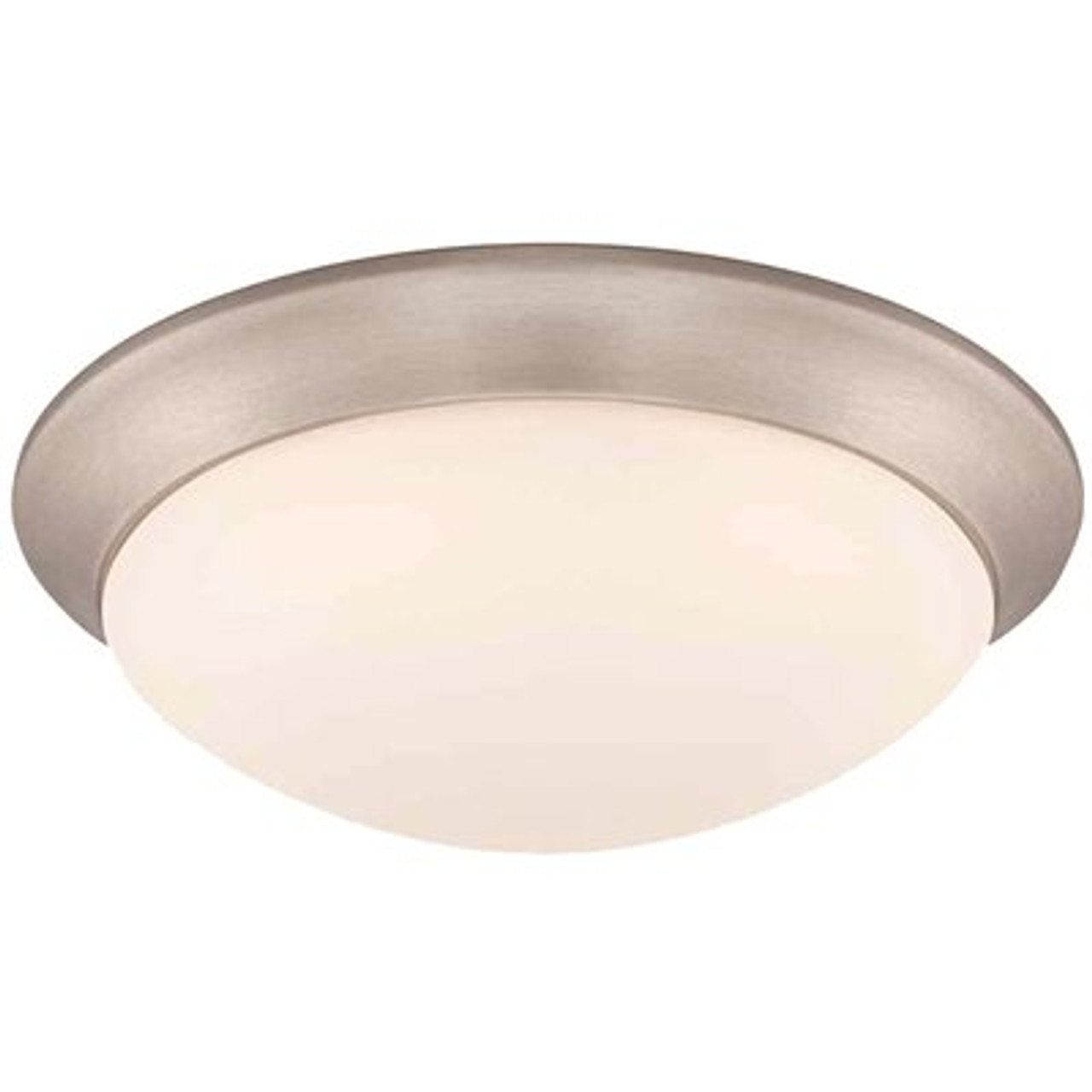 Commercial Electric 11 In. 120-Watt Equivalent Brushed Nickel Integrated Led Flush Mount With Frosted White Glass Shade