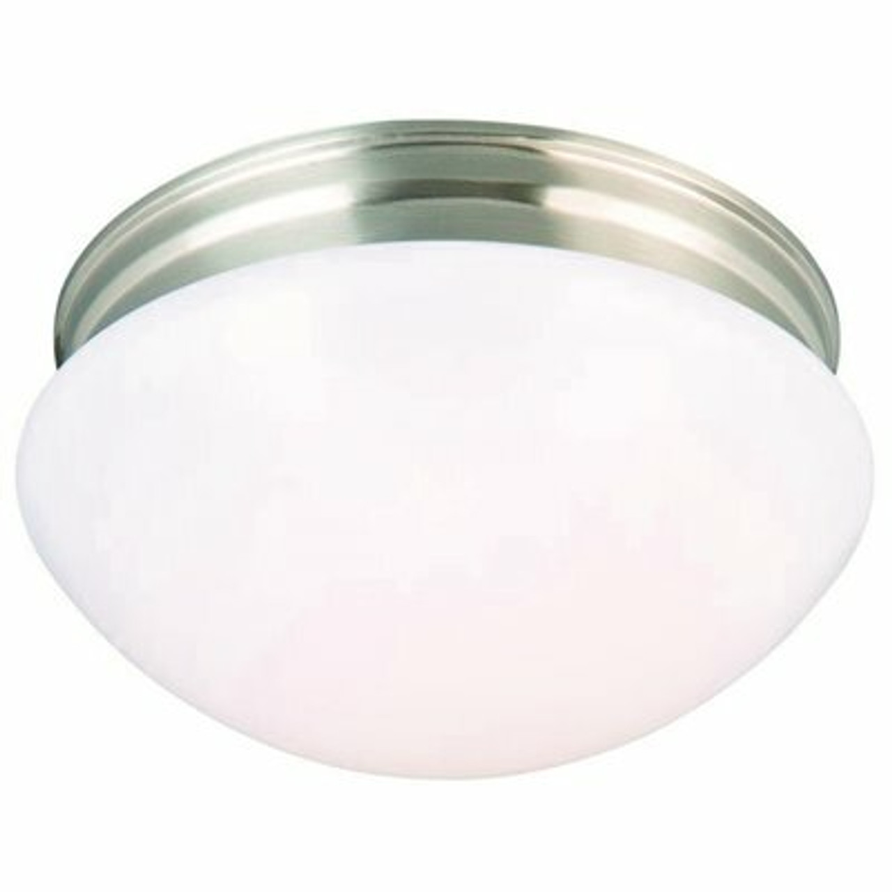 Commercial Electric 9 In. 120-Watt Equivalent Brushed Nickel Integrated Led Mushroom Flush Mount With White Acrylic Shade