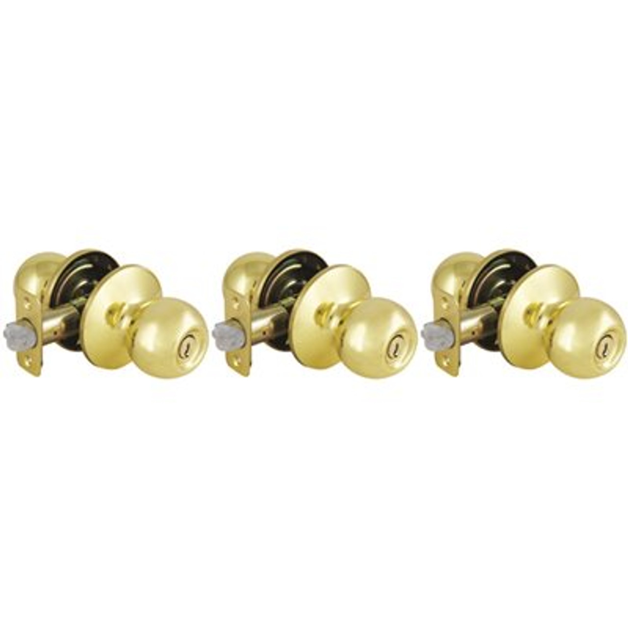 Defiant Saturn Polished Brass Keyed Entry Door Knob With Kw1 Keyway (3-Pack)