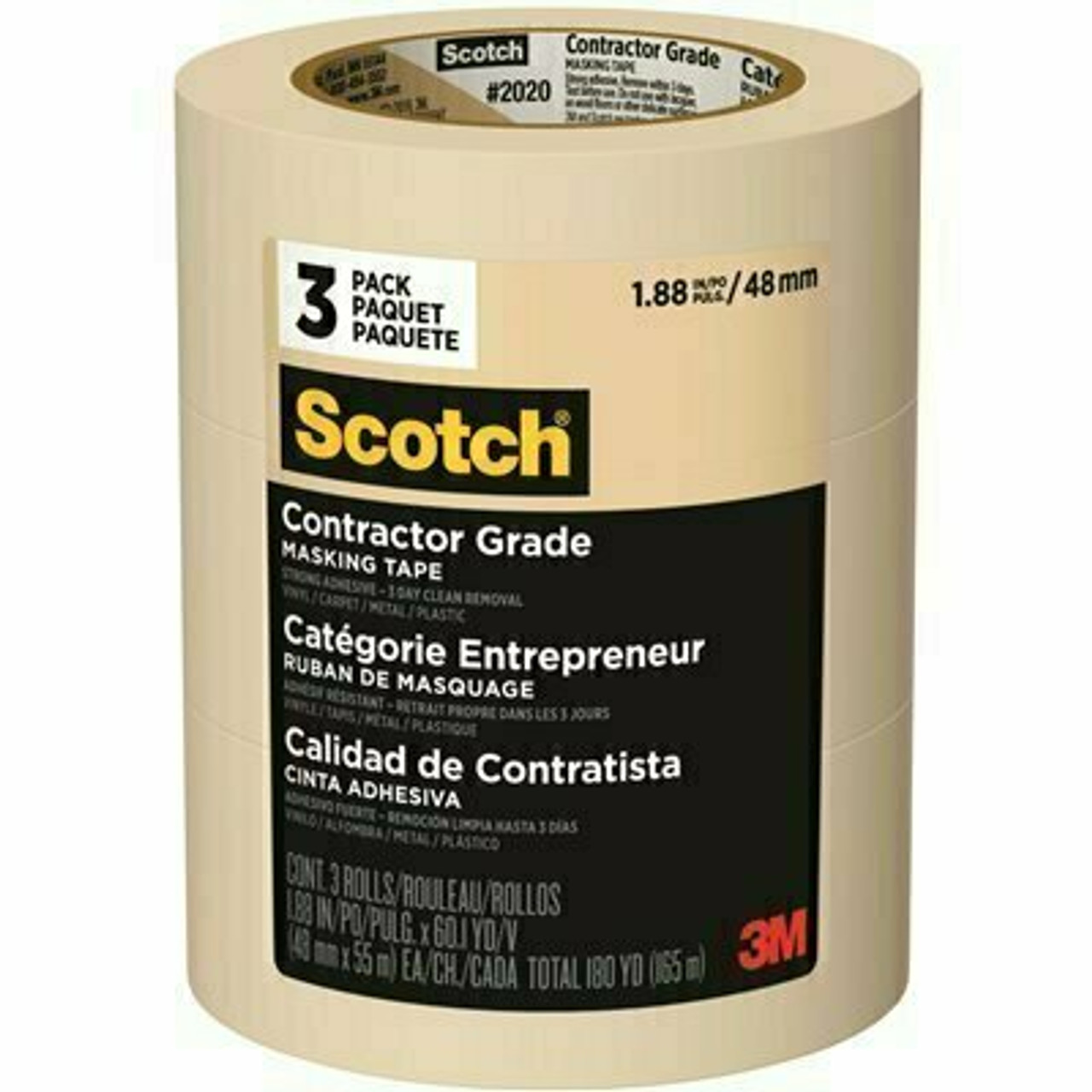 3M Scotch 1.88 In. X 60 Yds. Contractor Grade Masking Tape (3-Pack)