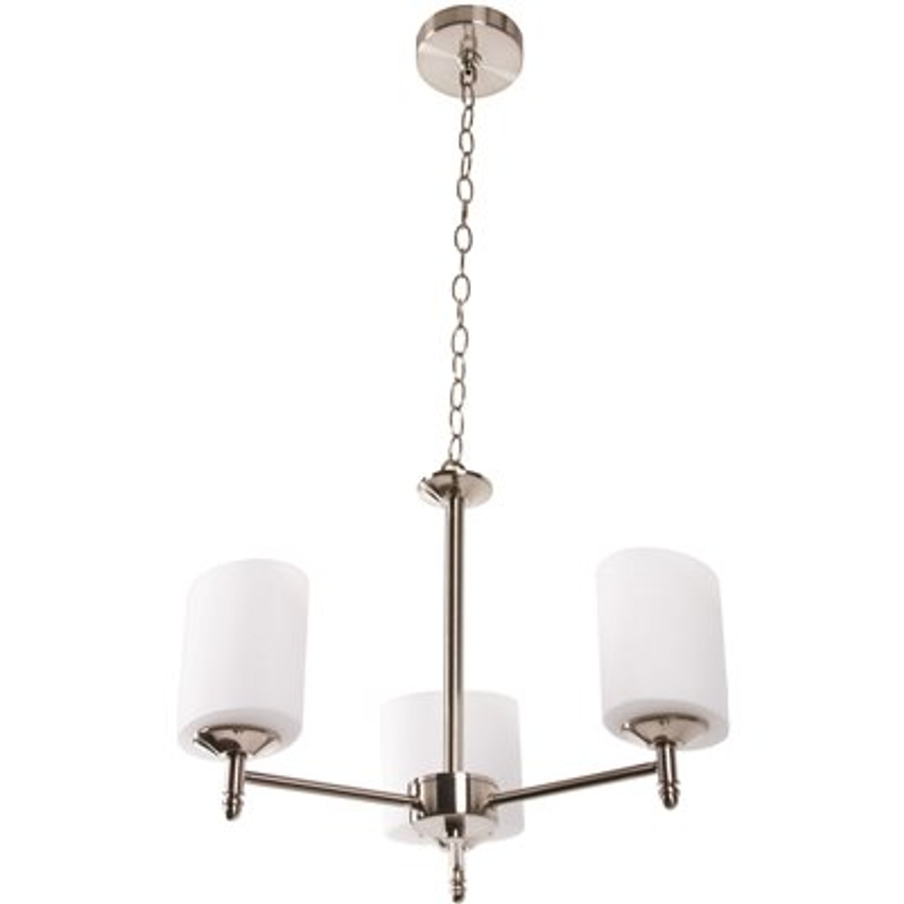 Iris 3-Light Bright Satin Nickel Chandelier With Opal Glass Shades