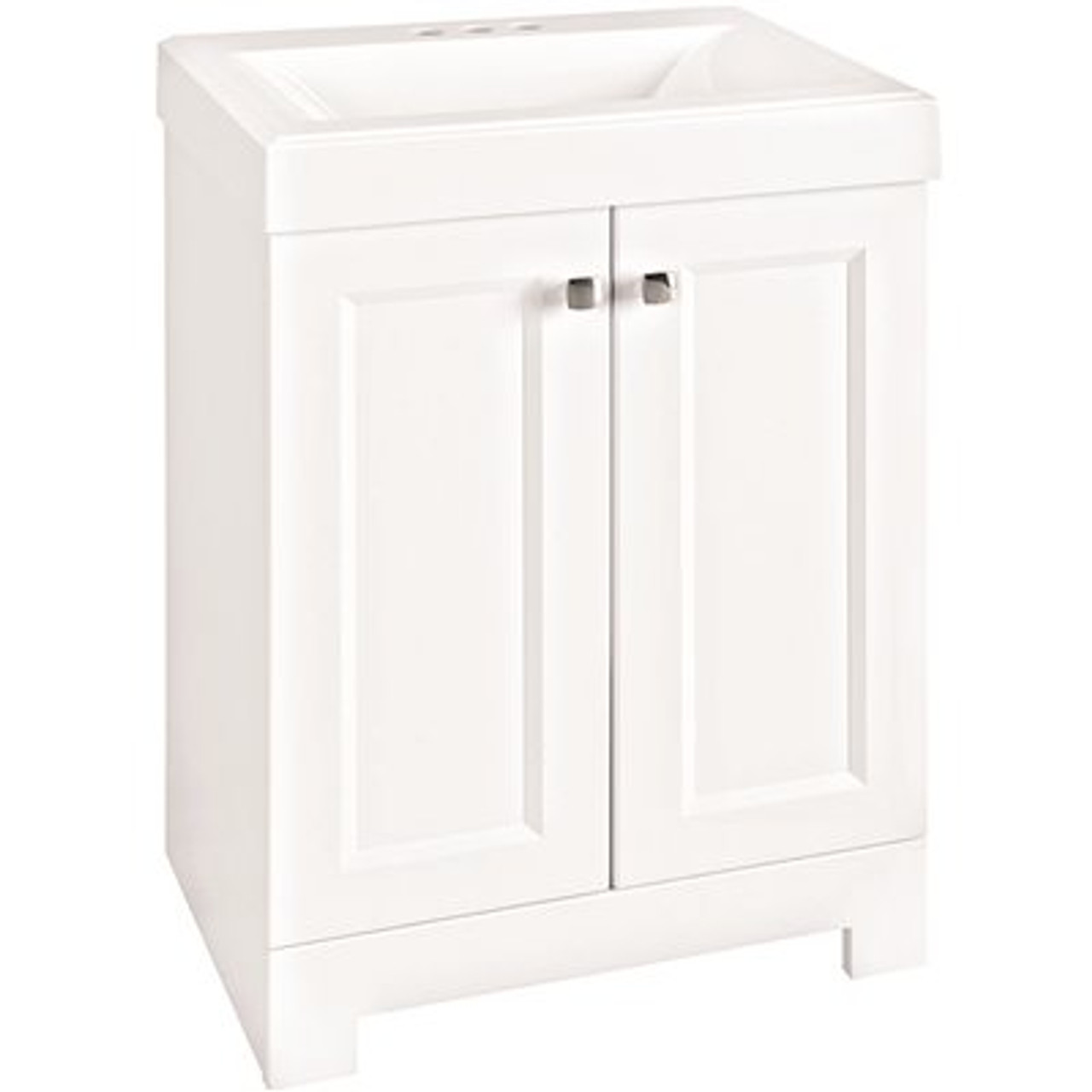 Glacier Bay Shaila 24.5 In. W Bath Vanity In White With Cultured Marble Vanity Top In White With White Basin