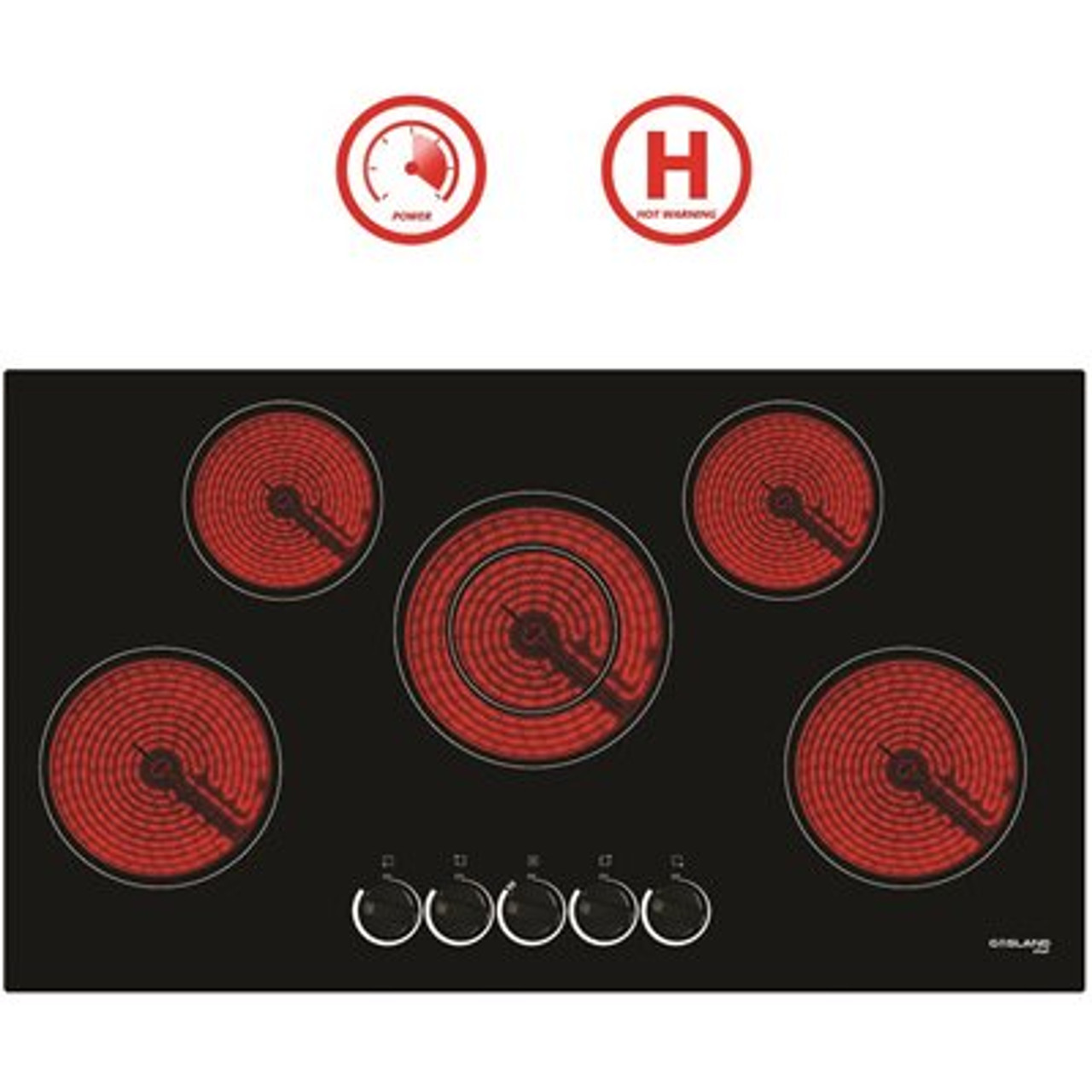 GASLAND Chef 36 in. Electric Built-In Coil Ceramic Surface Cooktop in Black with 5-Elements Mechanical Knob