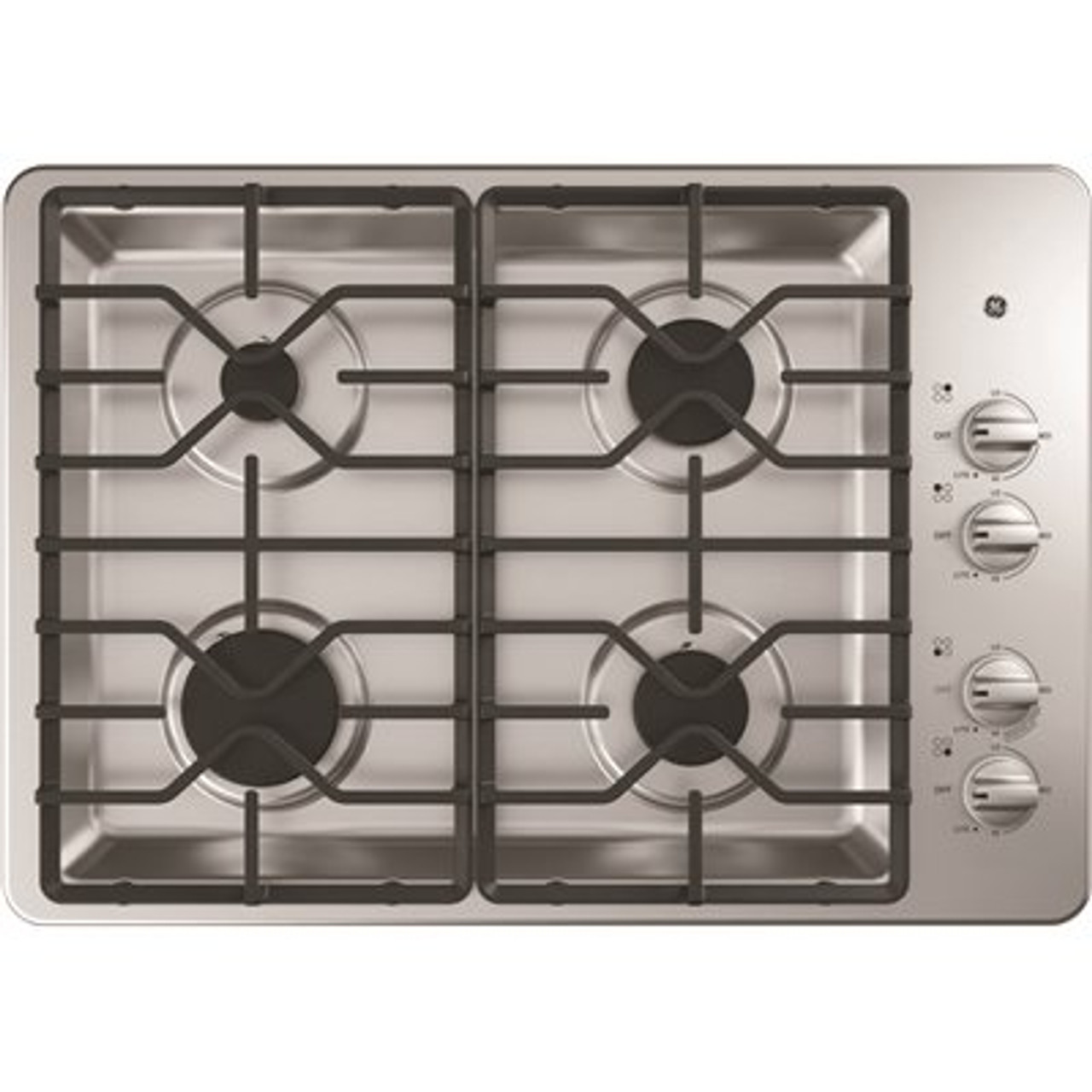 GE 30 in. Gas Cooktop in Stainless Steel with 4-Burners Including Power Burners