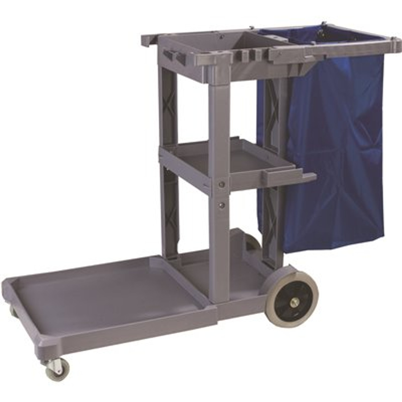 Carlisle Long Platform Gray Polyethylene Janitors Cart with 5th Wheel