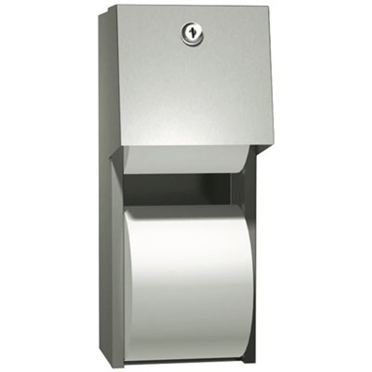 Roval Commercial Surface Mounted Twin Hide-A-Roll Toilet Paper Dispenser in Stainless Steel
