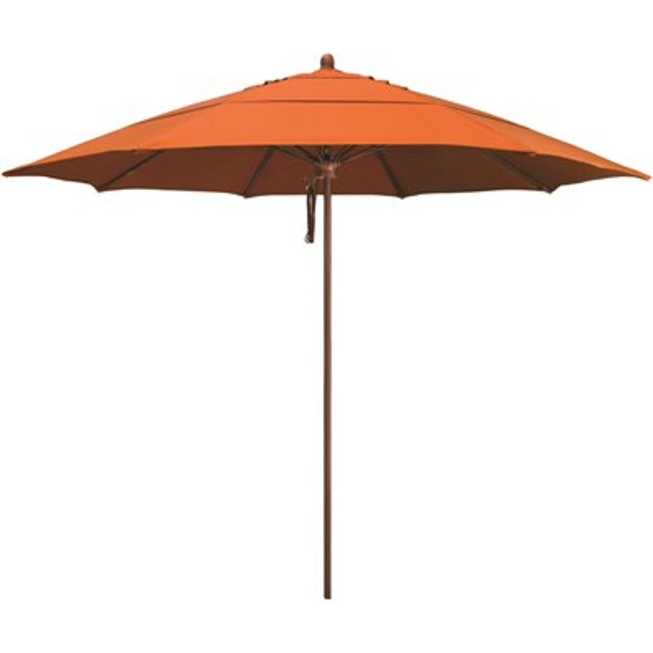 11 ft. Woodgrain Aluminum Commercial Market Patio Umbrella Fiberglass Ribs and Pulley Lift in Tuscan Sunbrella