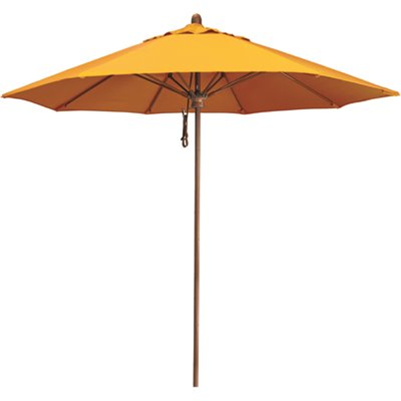 9 ft. Woodgrain Aluminum Commercial Market Patio Umbrella Fiberglass Ribs and Pulley Lift in Sunflower Yellow Sunbrella