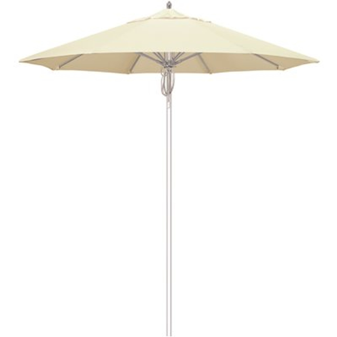 7.5 ft. Silver Aluminum Commercial Market Patio Umbrella Fiberglass Ribs and Pulley Lift in Canvas Sunbrella