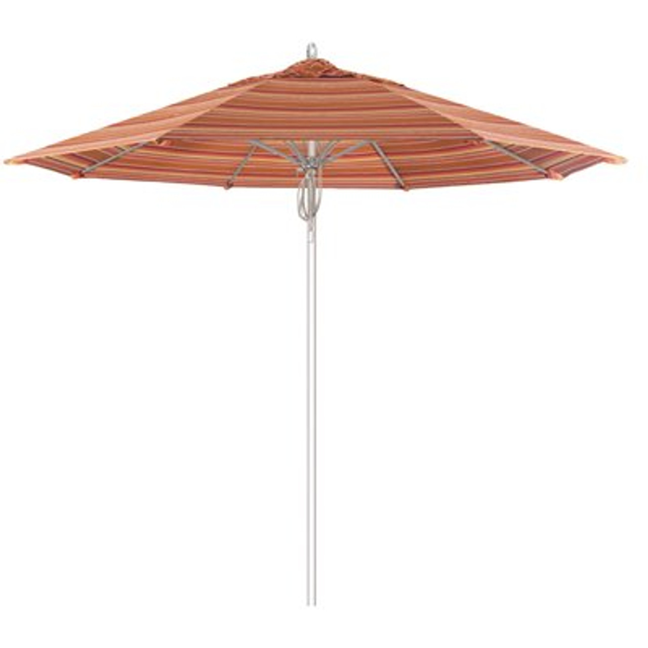 9 ft. Silver Aluminum Commercial Fiberglass Ribs Market Patio Umbrella and Pulley Lift in Dolce Mango Sunbrella