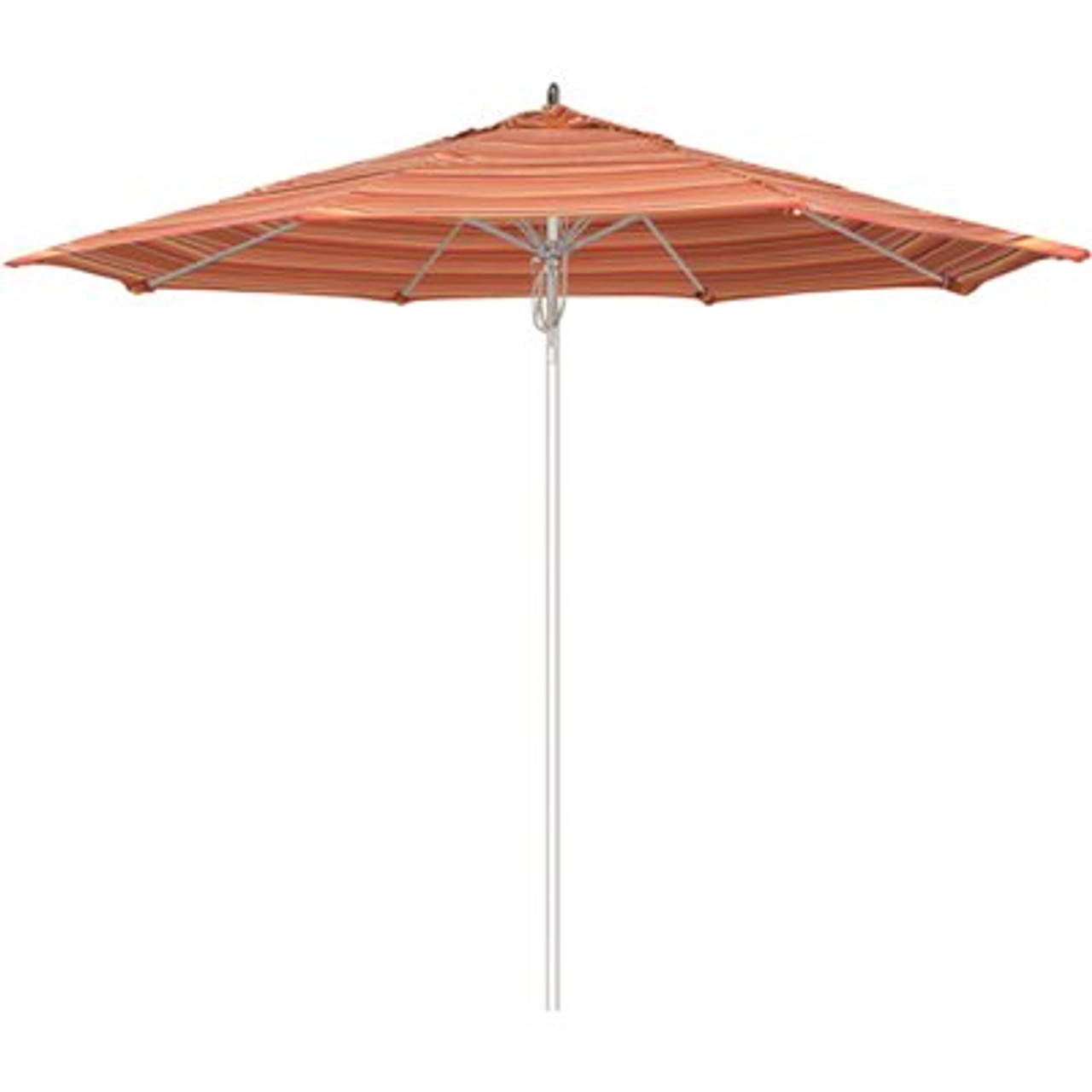 11 ft. Silver Aluminum Commercial Market Patio Umbrella Fiberglass Ribs and Pulley Lift in Dolce Mango Sunbrella