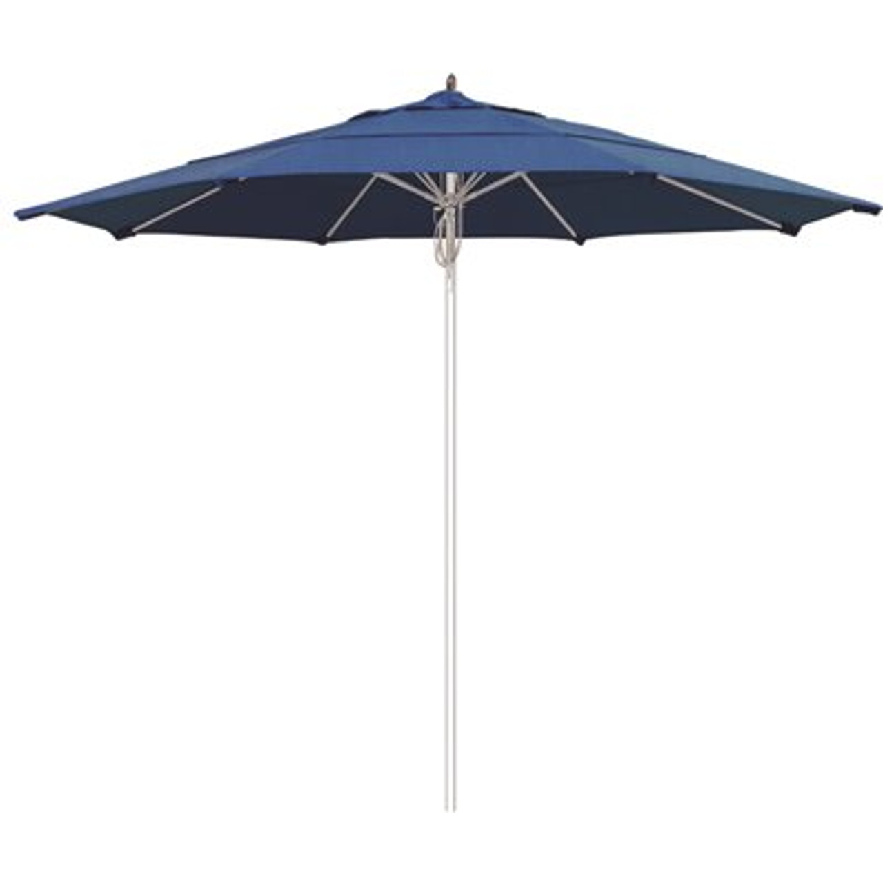 11 ft. Silver Aluminum Commercial Fiberglass Ribs Market Patio Umbrella and Pulley Lift in Regatta Sunbrella