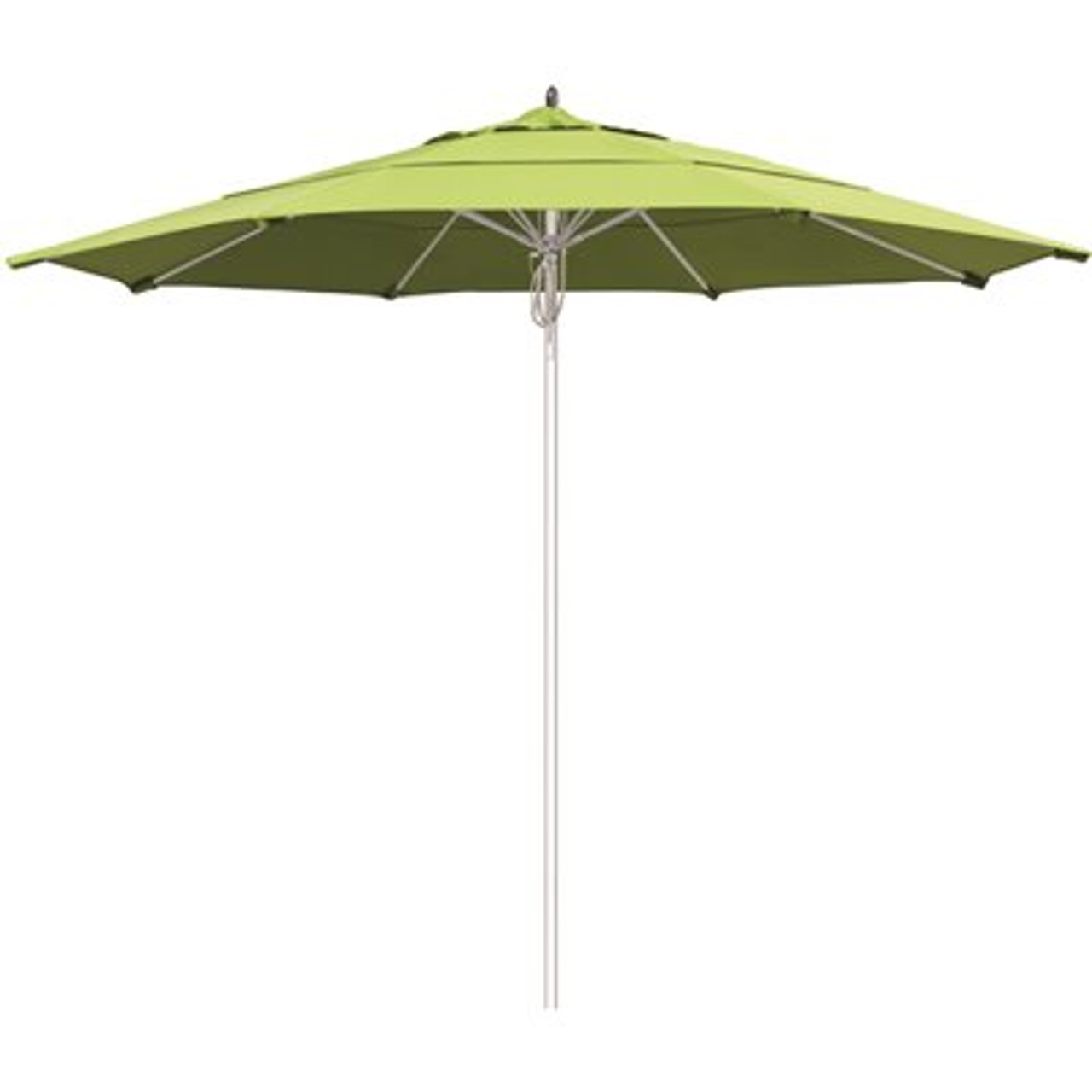 11 ft. Silver Aluminum Commercial Fiberglass Ribs Market Patio Umbrella and Pulley Lift in Parrot Sunbrella