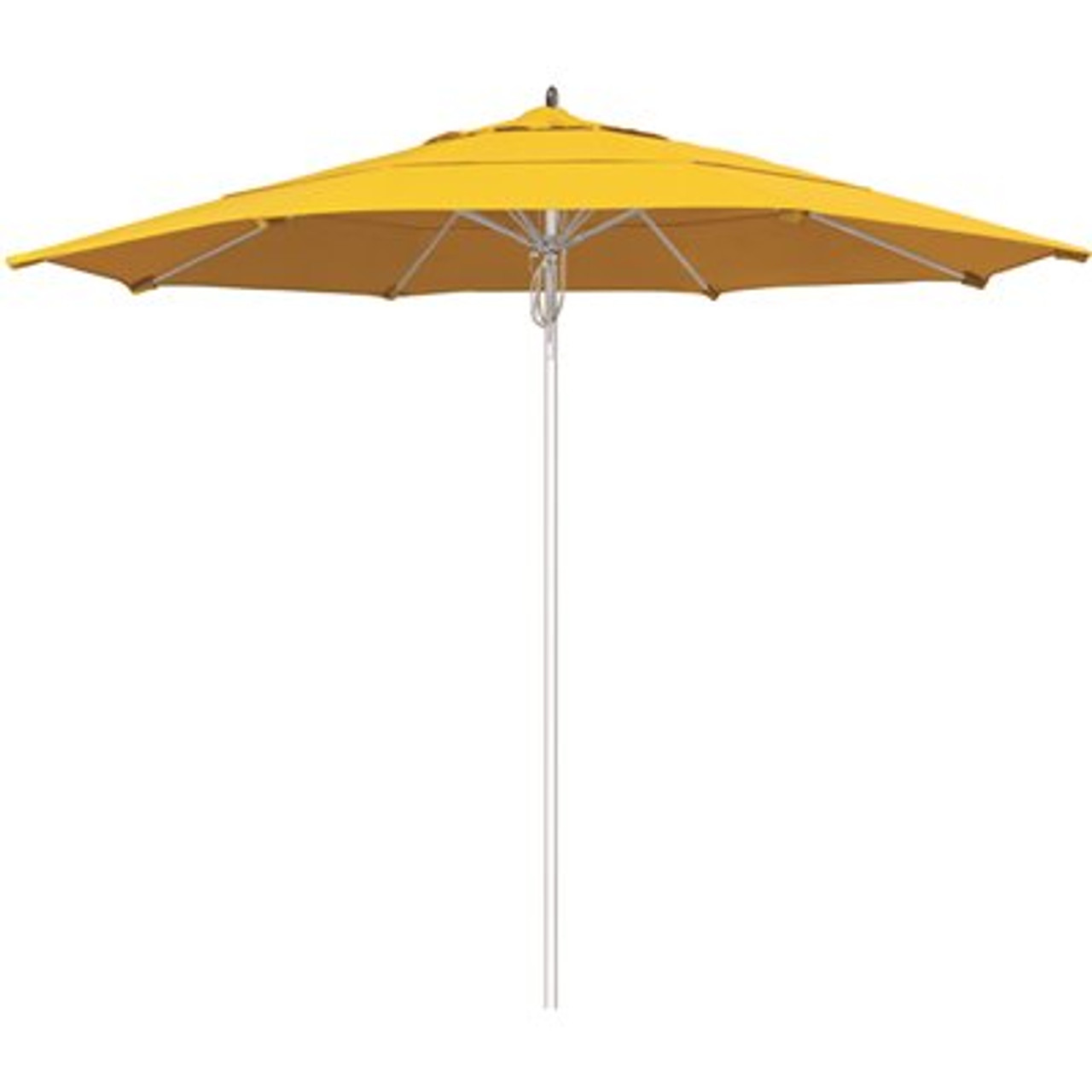 11 ft. Silver Aluminum Commercial Market Patio Umbrella Fiberglass Ribs and Pulley lift in Sunflower Yellow Sunbrella