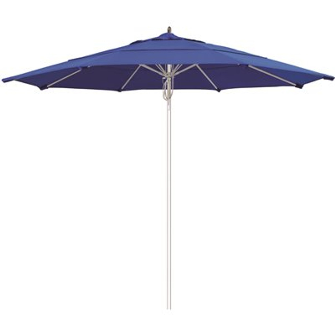 11 ft. Silver Aluminum Commercial Market Patio Umbrella Fiberglass Ribs and Pulley lift in Pacific Blue Sunbrella