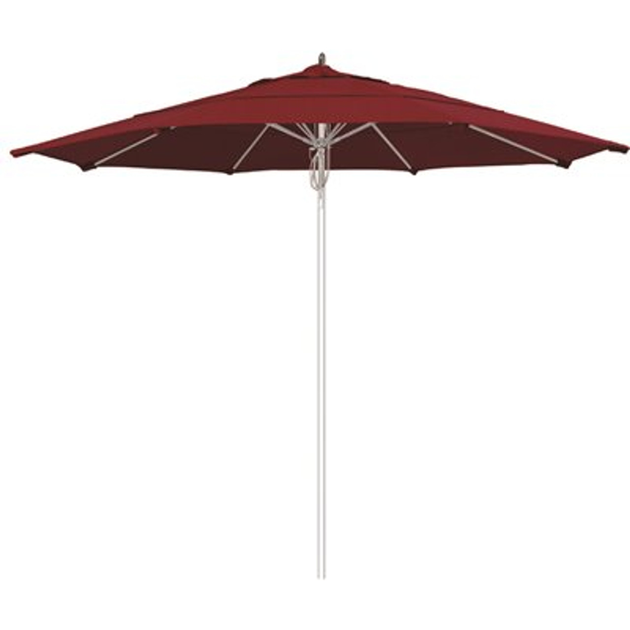 11 ft. Silver Aluminum Commercial Market Patio Umbrella Fiberglass Ribs and Pulley lift in Spectrum Rudy Sunbrella