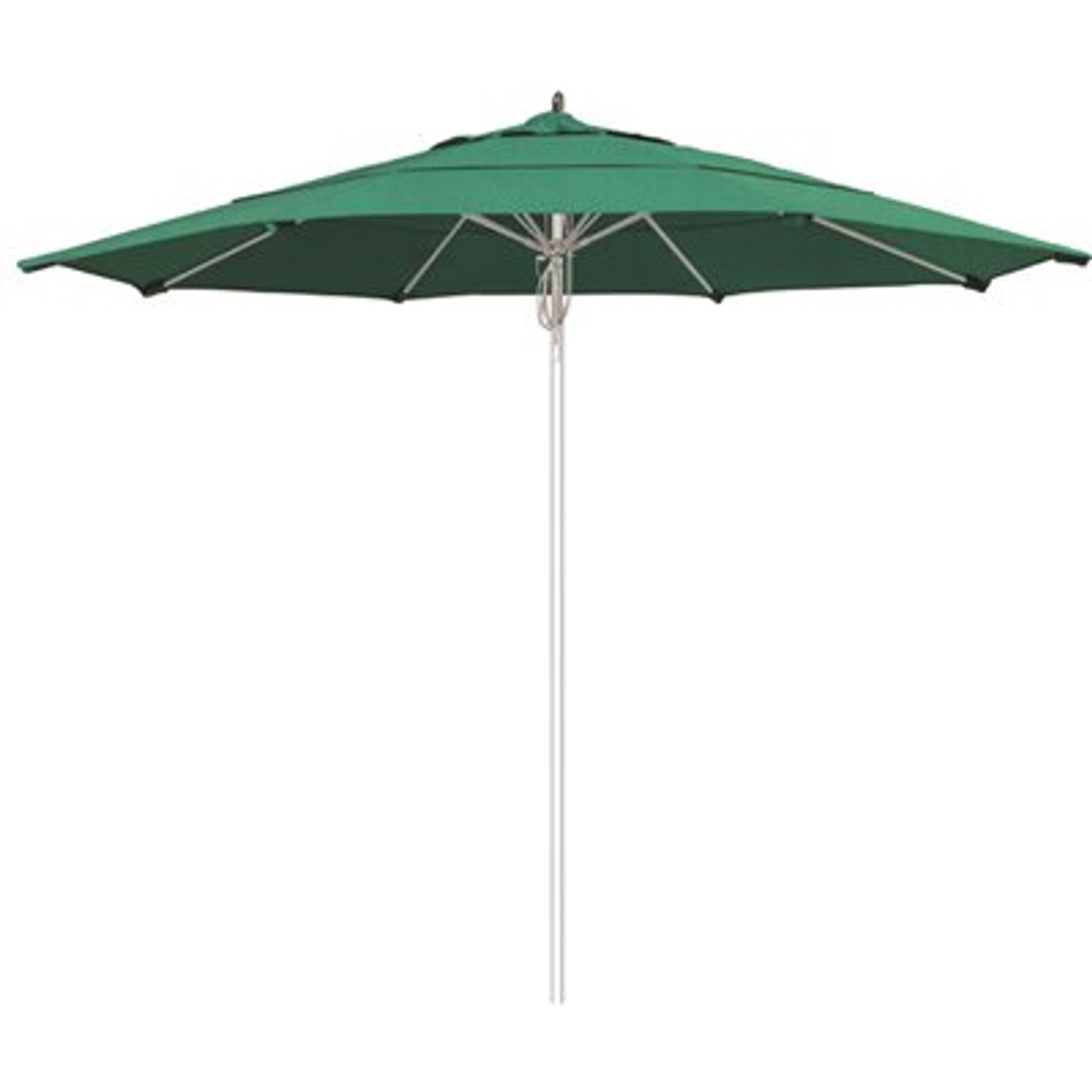 11 ft. Silver Aluminum Commercial Market Patio Umbrella Fiberglass Ribs and Pulley lift in Spectrum Aztec Sunbrella