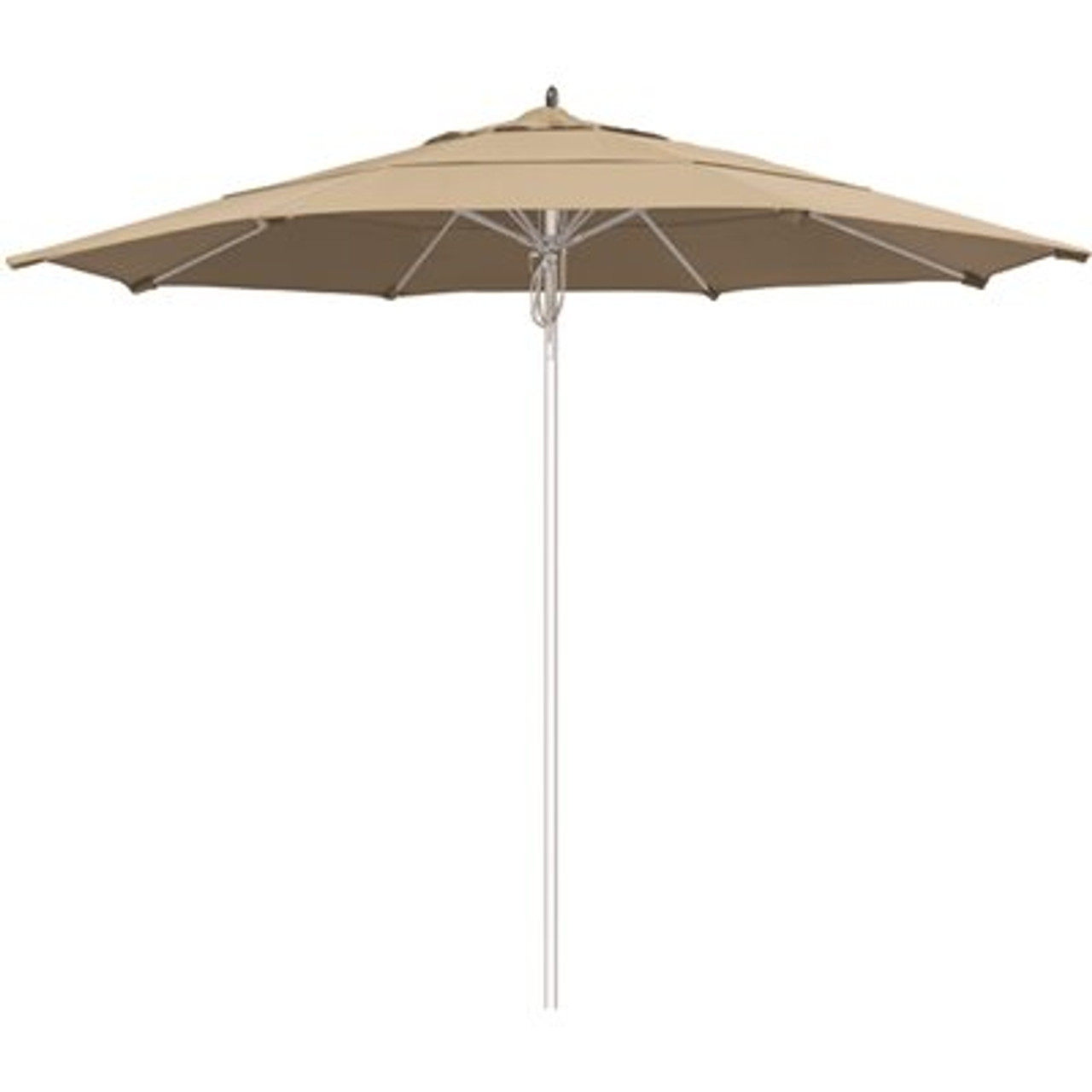 11 ft. Silver Aluminum Commercial Market Patio Umbrella Fiberglass Ribs and Pulley lift in Antique Beige Sunbrella