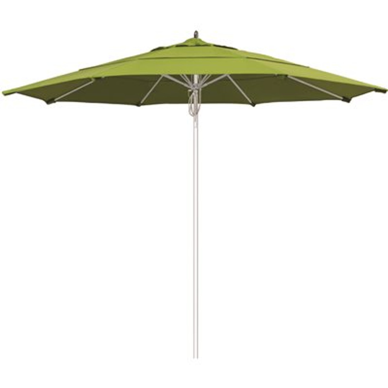 11 ft. Silver Aluminum Commercial Market Patio Umbrella Fiberglass Ribs and Pulley lift in Macaw Sunbrella
