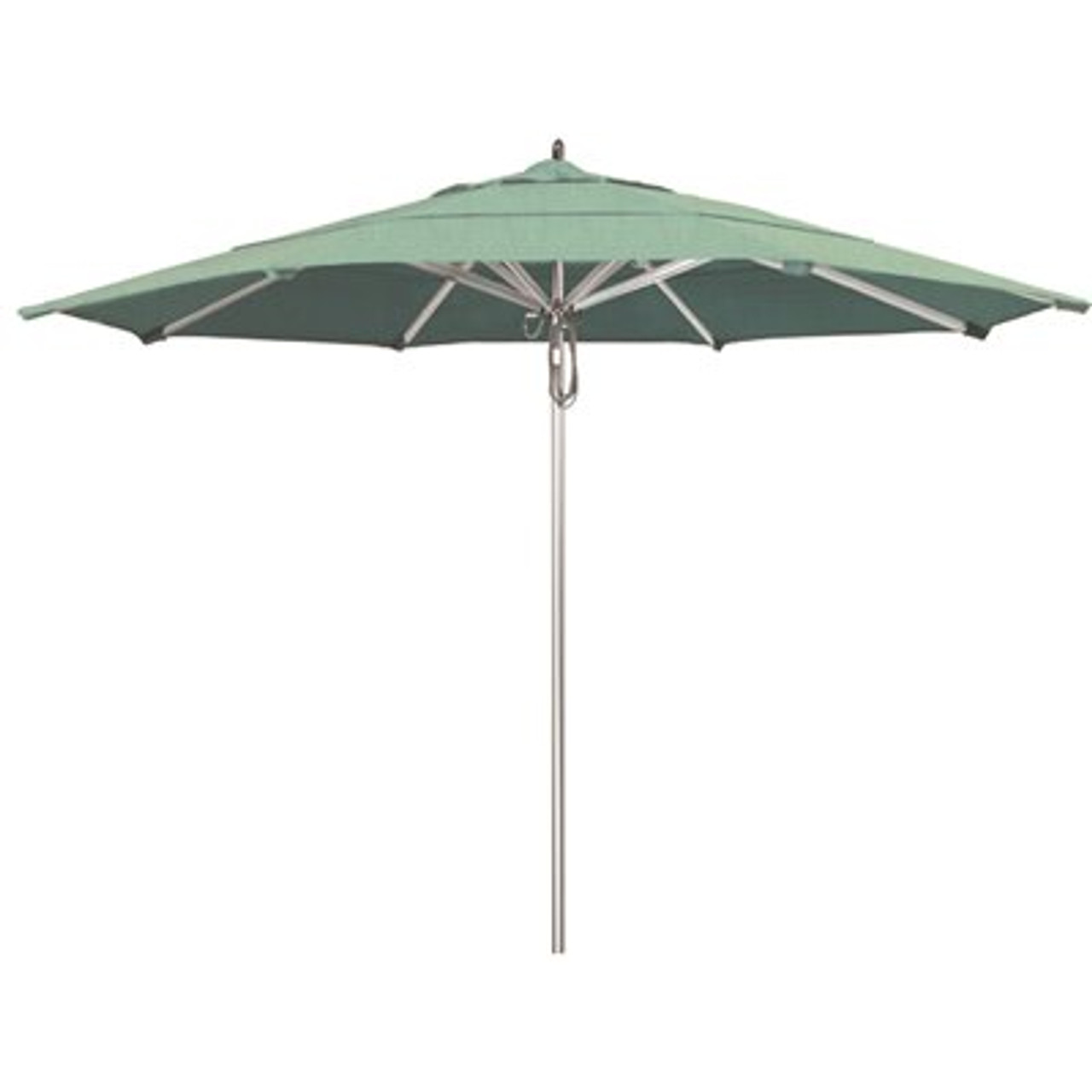 California Umbrella 11 ft. Silver Aluminum Commercial Market Patio Umbrella with Pulley Lift in Spectrum Mist Sunbrella