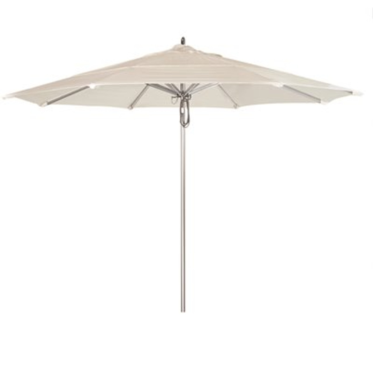 California Umbrella 11 ft. Silver Aluminum Commercial Market Patio Umbrella with Pulley Lift in Canvas Sunbrella