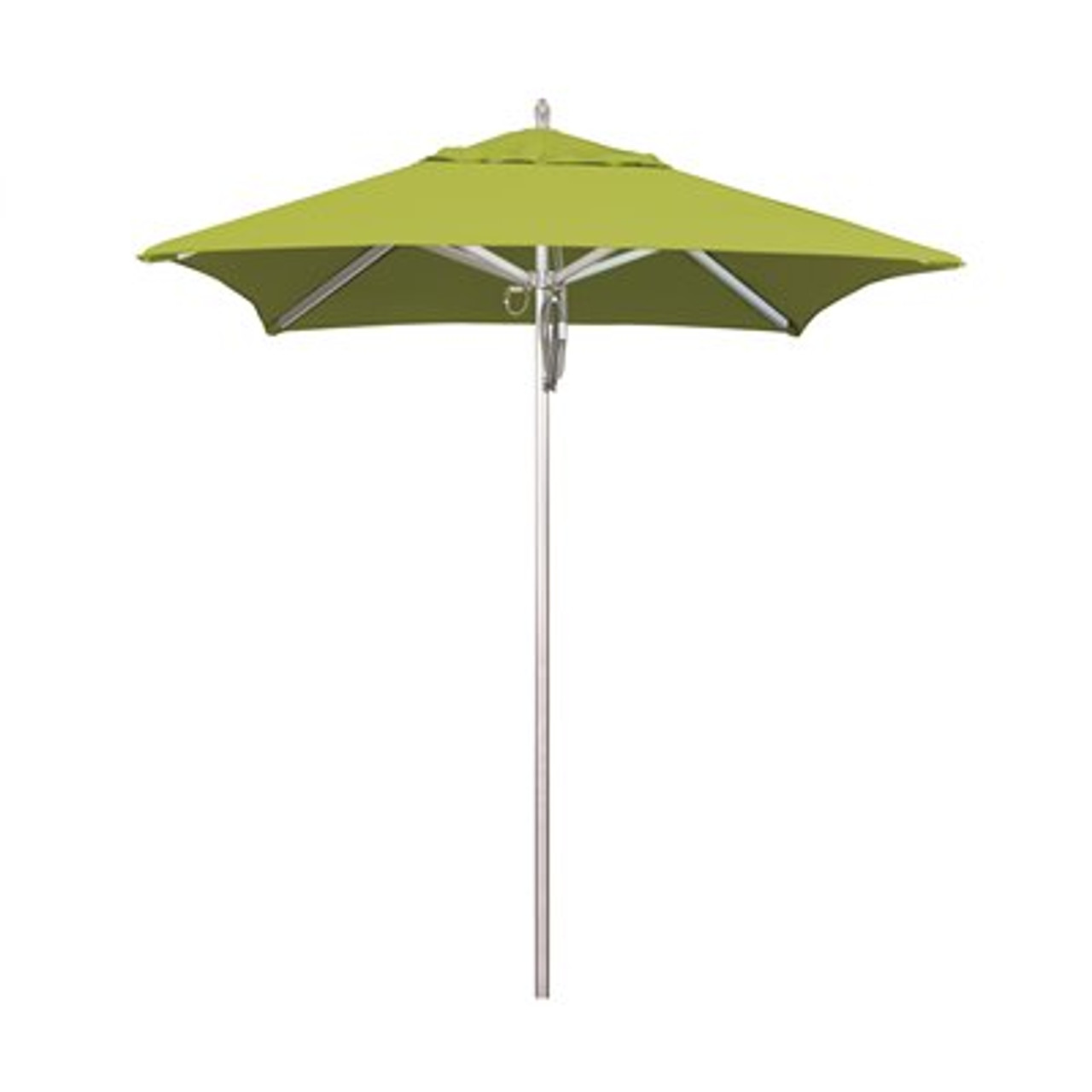 California Umbrella 6 ft. Silver Aluminum Commercial Market Patio Umbrella with Pulley Lift in Macaw Sunbrella