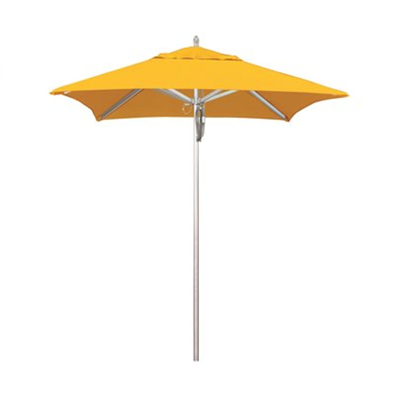 California Umbrella 6 ft. Silver Aluminum Commercial Market Patio Umbrella with Pulley Lift in Sunflower Yellow Sunbrella