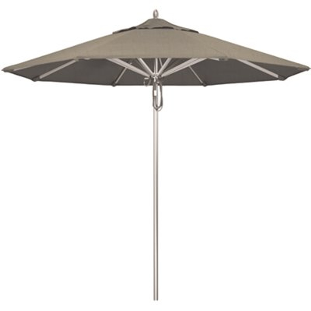 California Umbrella 9 ft. Silver Aluminum Commercial Market Patio Umbrella with Pulley Lift in Spectrum Dove Sunbrella