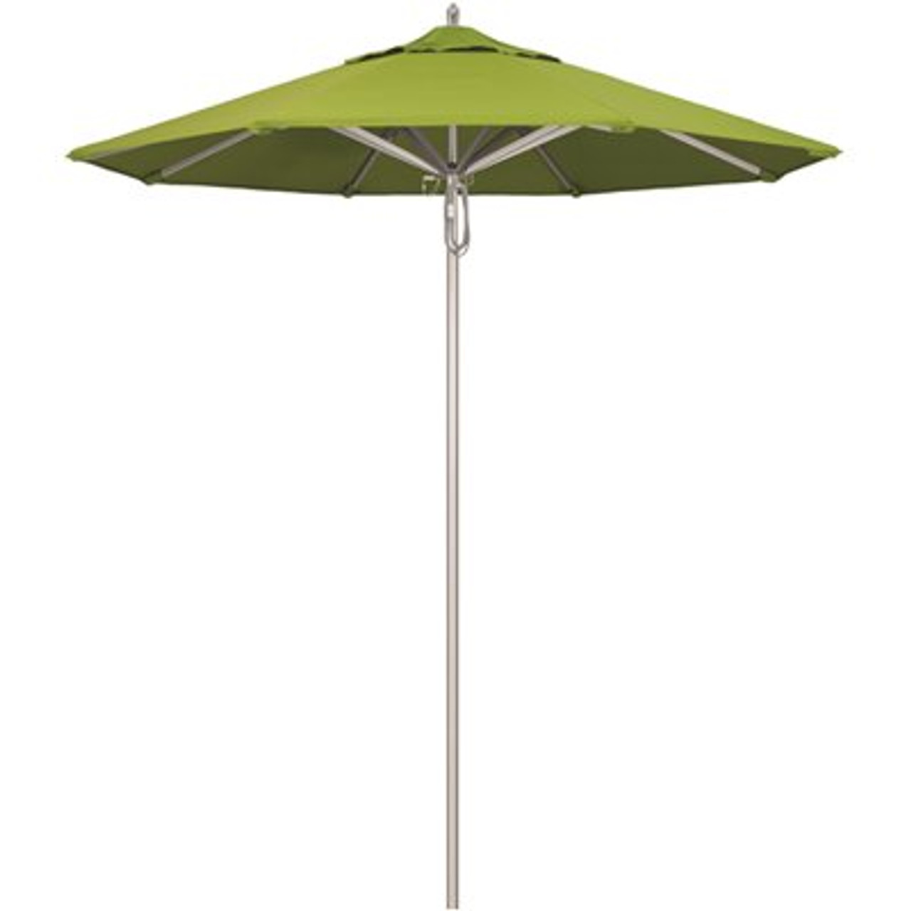 California Umbrella 7.5 ft. Silver Aluminum Commercial Market Patio Umbrella with Pulley Lift in Macaw Sunbrella