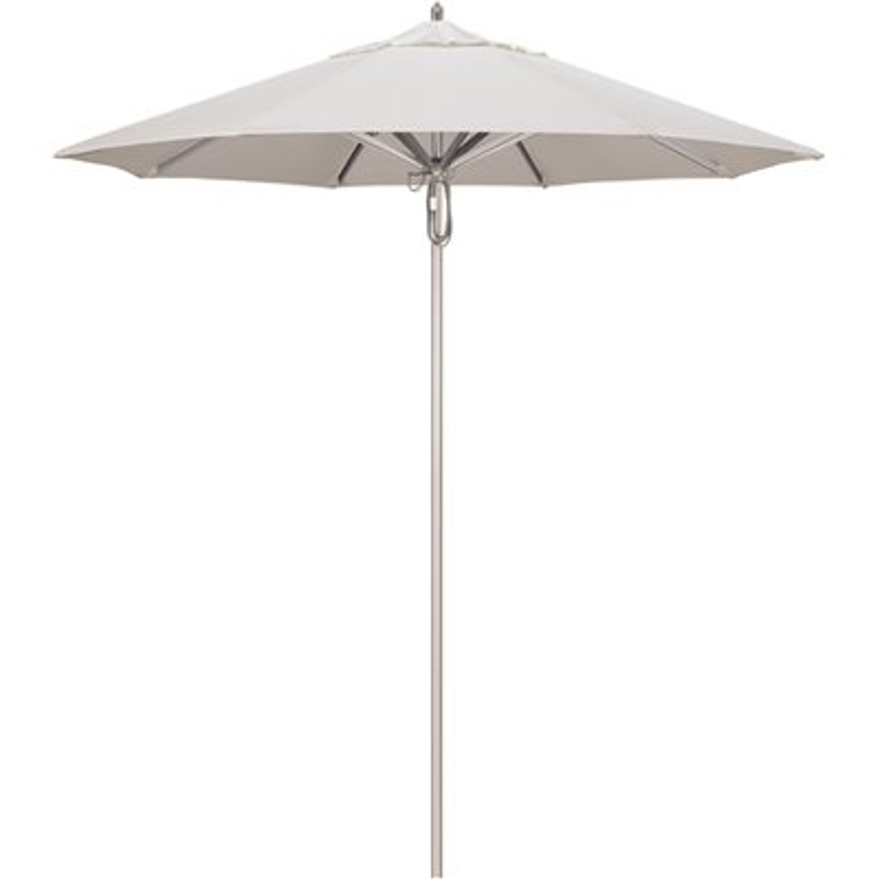 California Umbrella 7.5 ft. Silver Aluminum Commercial Market Patio Umbrella with Pulley Lift in Natural Sunbrella